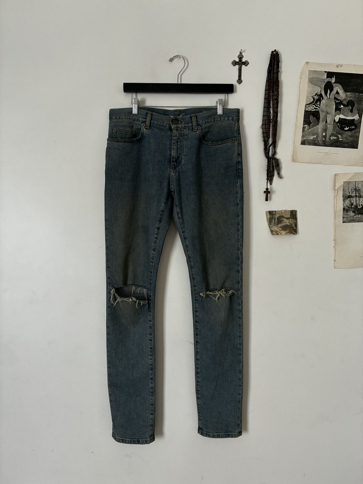 Saint Laurent Paris Saint Laurent Paris 2015 D02 Distressed Denim Size US 31 - 1 Thumbnail