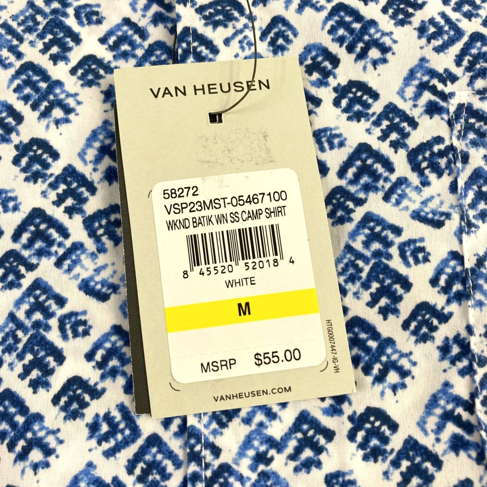 Van Heusen Van Heusen Weekend Camp Shirt Mens Medium White Geometric Regular Fit NWT Size US M / EU 48-50 / 2 - 3 Thumbnail