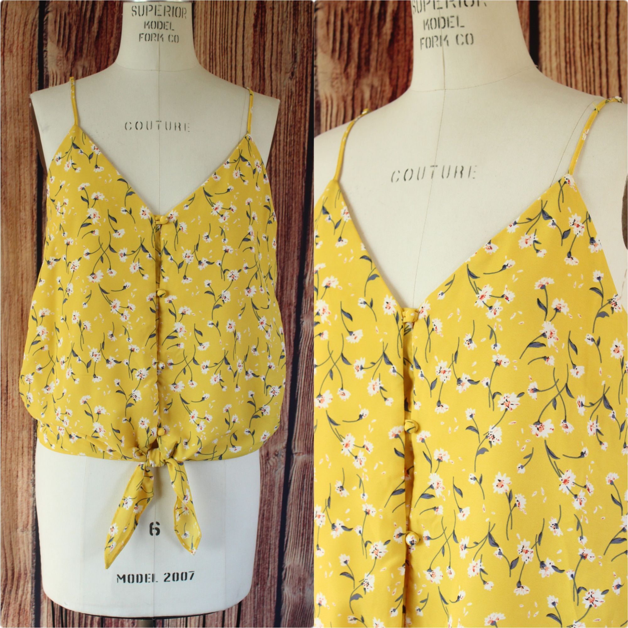 Other Sienna Sky Womens Top, Size Medium, Yellow Floral Tie-Front Size M / US 6-8 / IT 42-44 - 1 Thumbnail