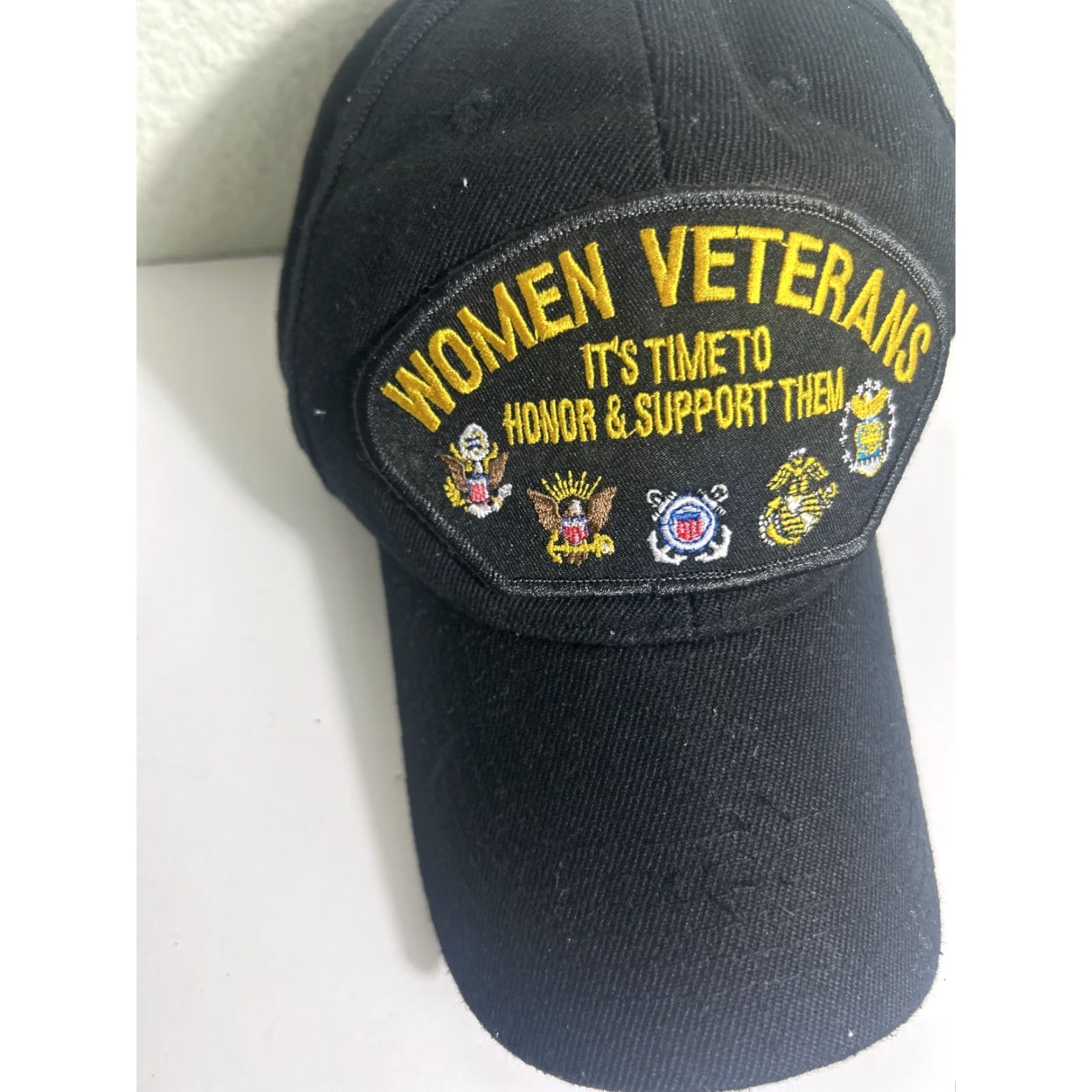 Vintage Women Veterans Hat Strapback Black Honor And Support Them Size ONE SIZE - 4 Thumbnail