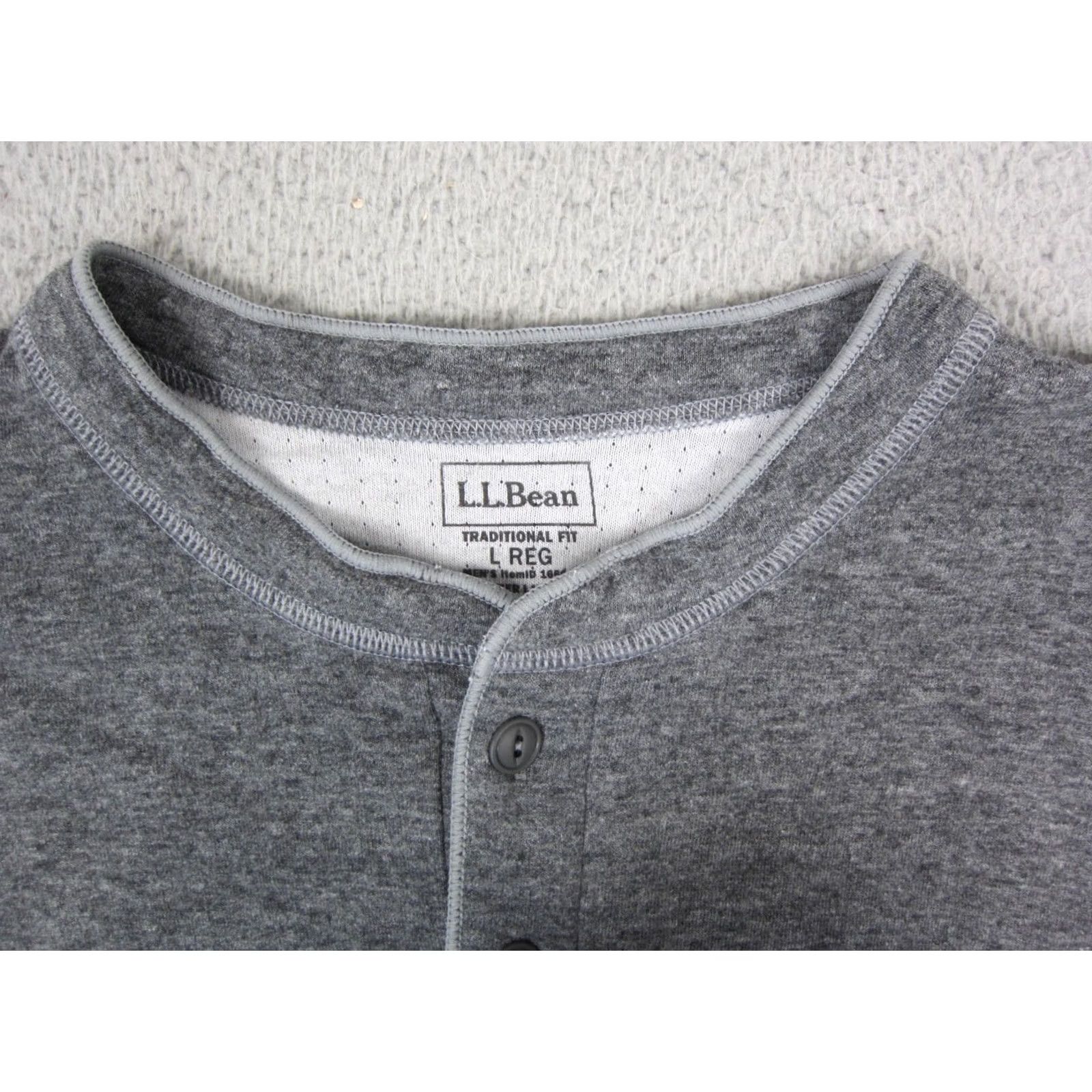 Vintage LL Bean Shirt Mens L Gray Two Layer River Drivers Henley Wool Cotton Regular Long Sleeve Thermal Pattern Solid 90s Outdoor Mens Size US L / EU 52-54 / 3 - 3 Thumbnail