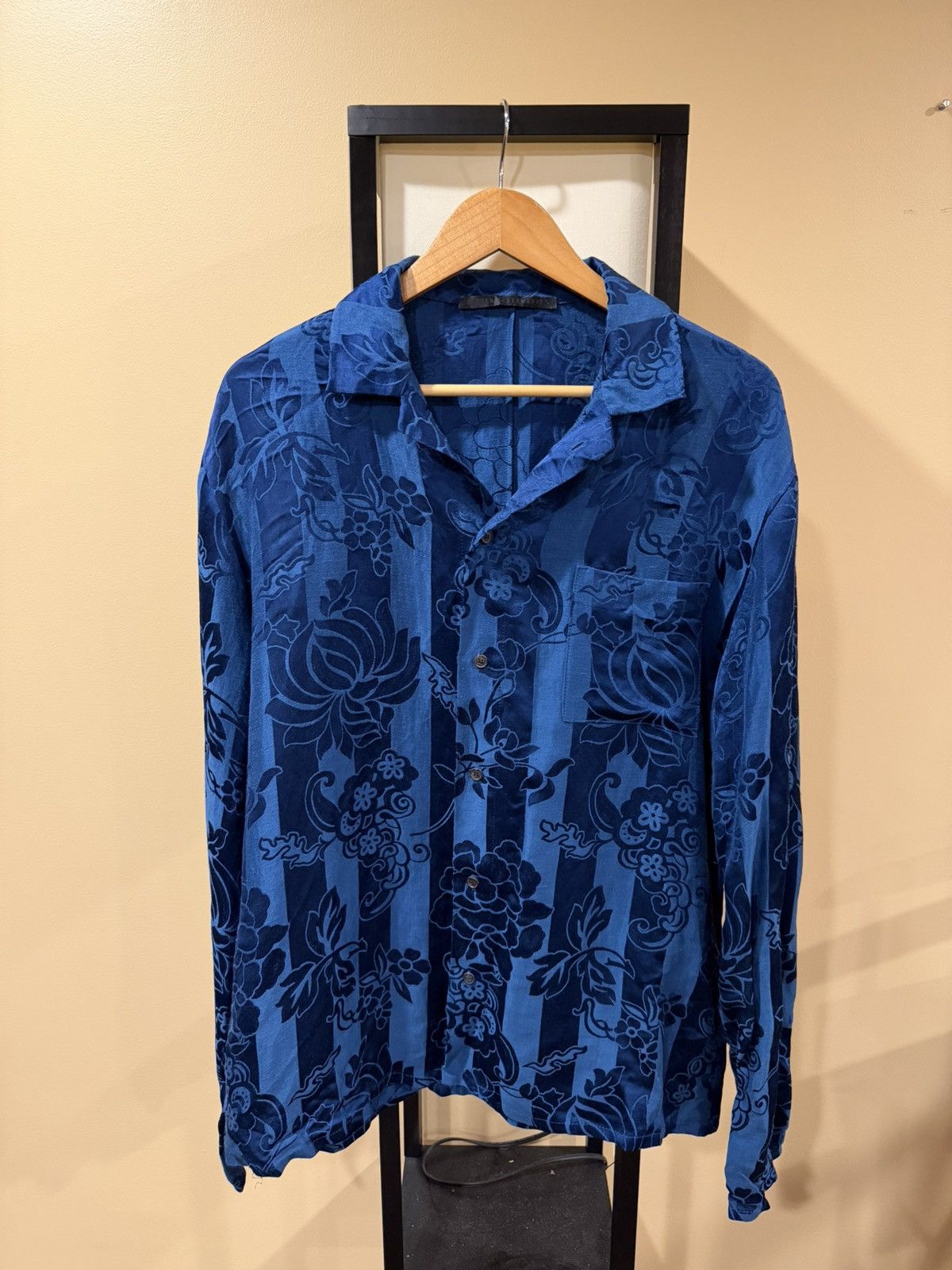 Haider Ackermann Haider Ackermann Floral Brocade Viscoe Blend Blue Shirt Size US S / EU 44-46 / 1 - 3 Thumbnail