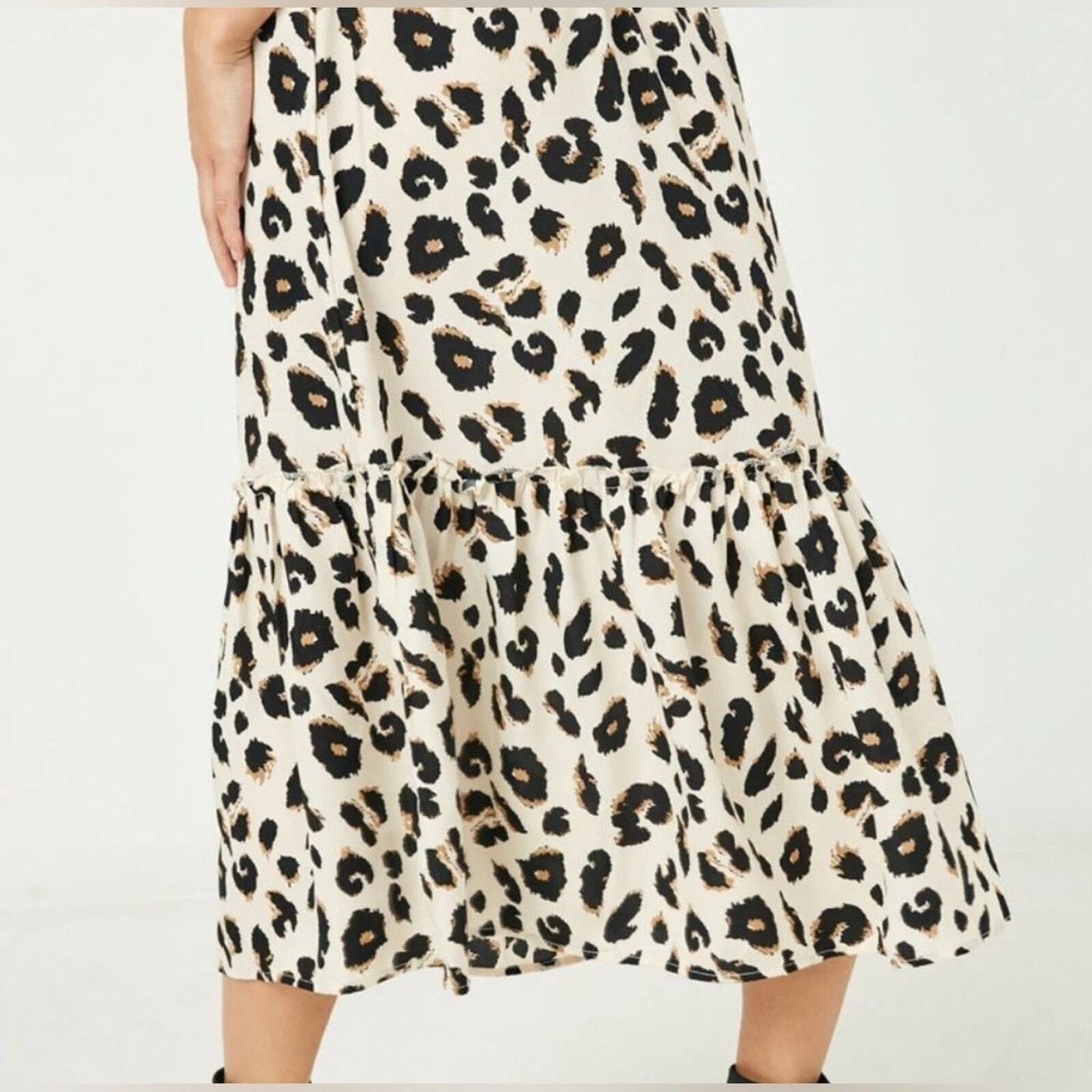 Other Leopard Print Tiered Midi Skirt For Women Size 30" / US 8 / IT 44 - 3 Thumbnail
