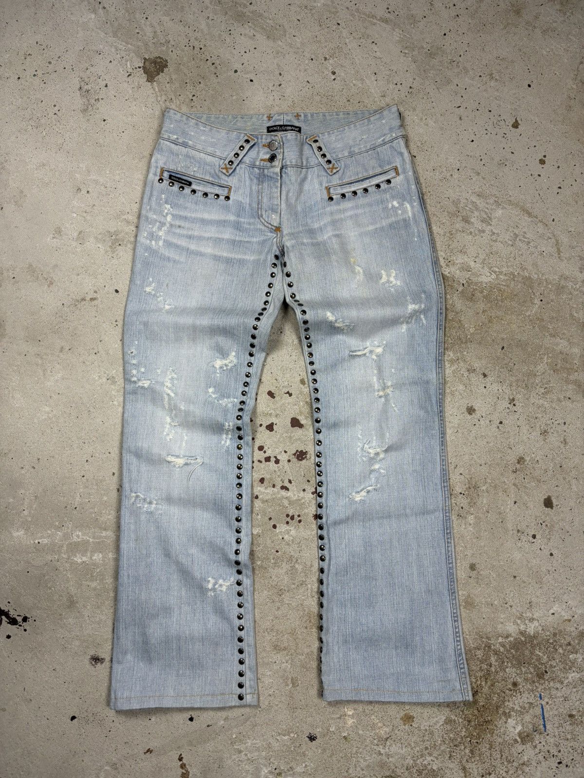 Dolce & Gabbana SS 2006 Dolce & Gabbana Studded Distressed Style Bootcut Size 28" / US 6 / IT 42 - 2 Thumbnail