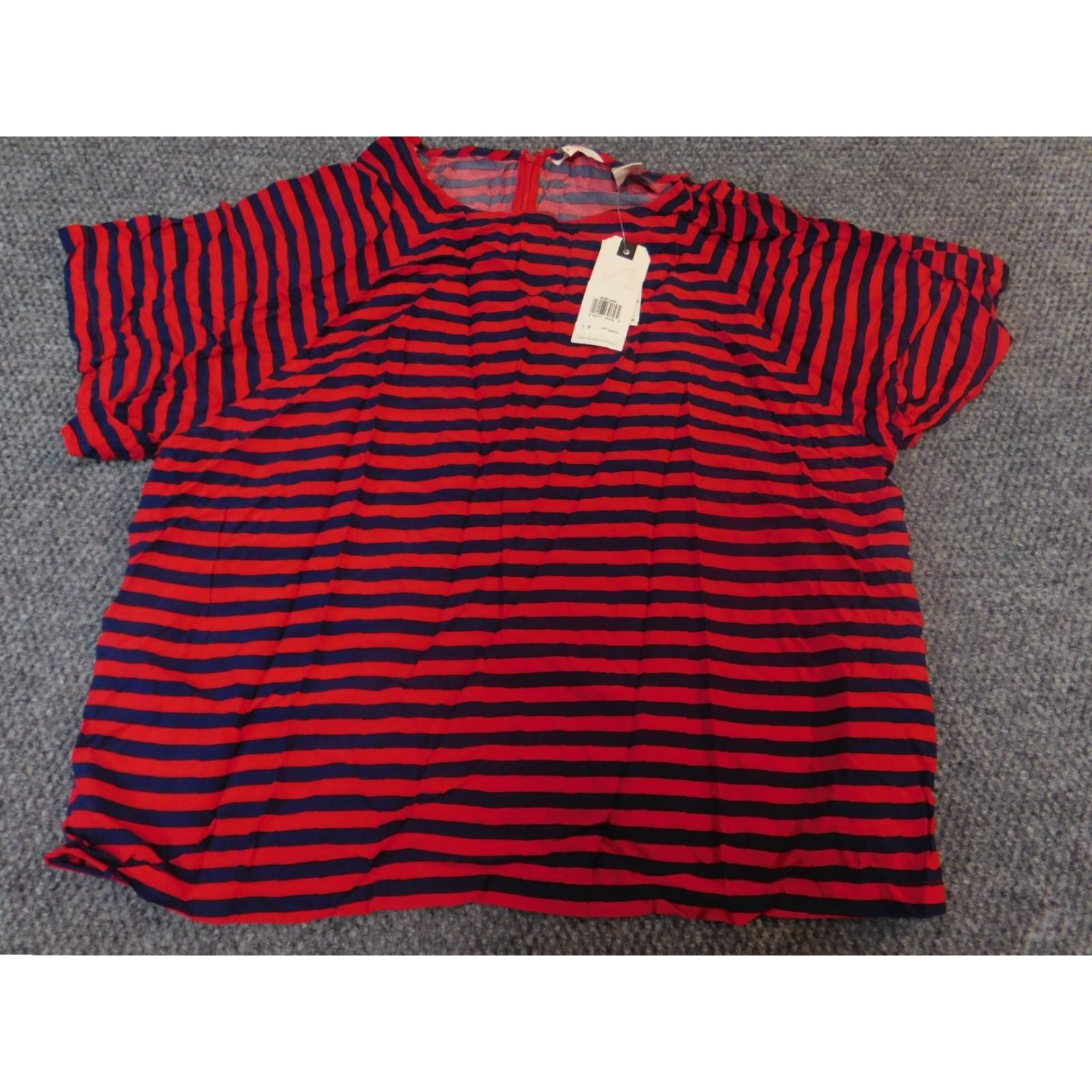 Levi's Levi's Blouse Shirt Womens 1X Red Striped Viscose Rayon Crew Neck Pullover Casual Regular Button Army Style N/A Size XL / US 12-14 / IT 48-50 - 2 Thumbnail