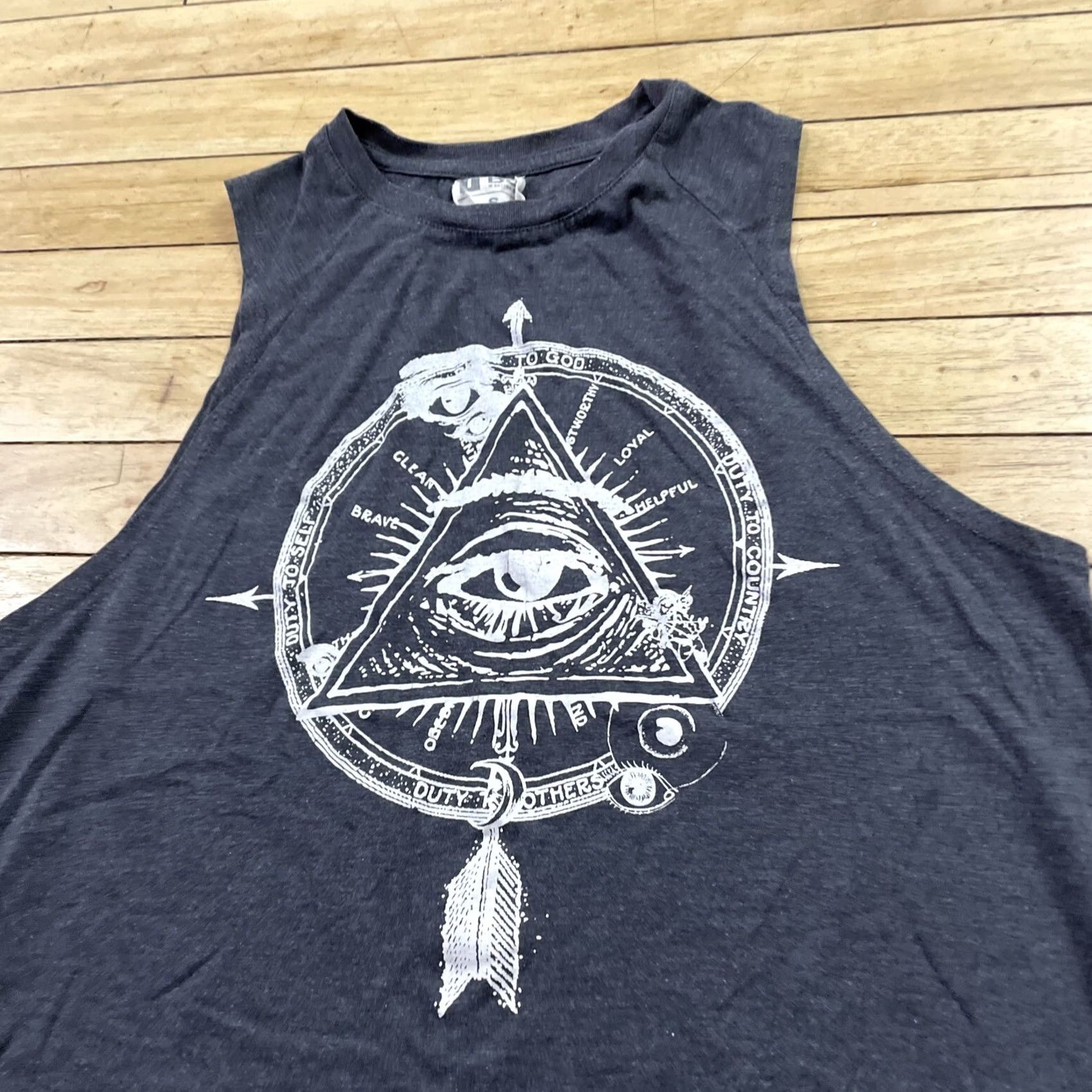 Vintage T BAR Tank Top Shirt Women S Gray Tribal Third Eye Graphic Whimsy Witchy Goth S Shirt Tank Womens Grey Tribal Third Eye Graphic Whimsy Goth S Size S / US 4 / IT 40 - 4 Thumbnail