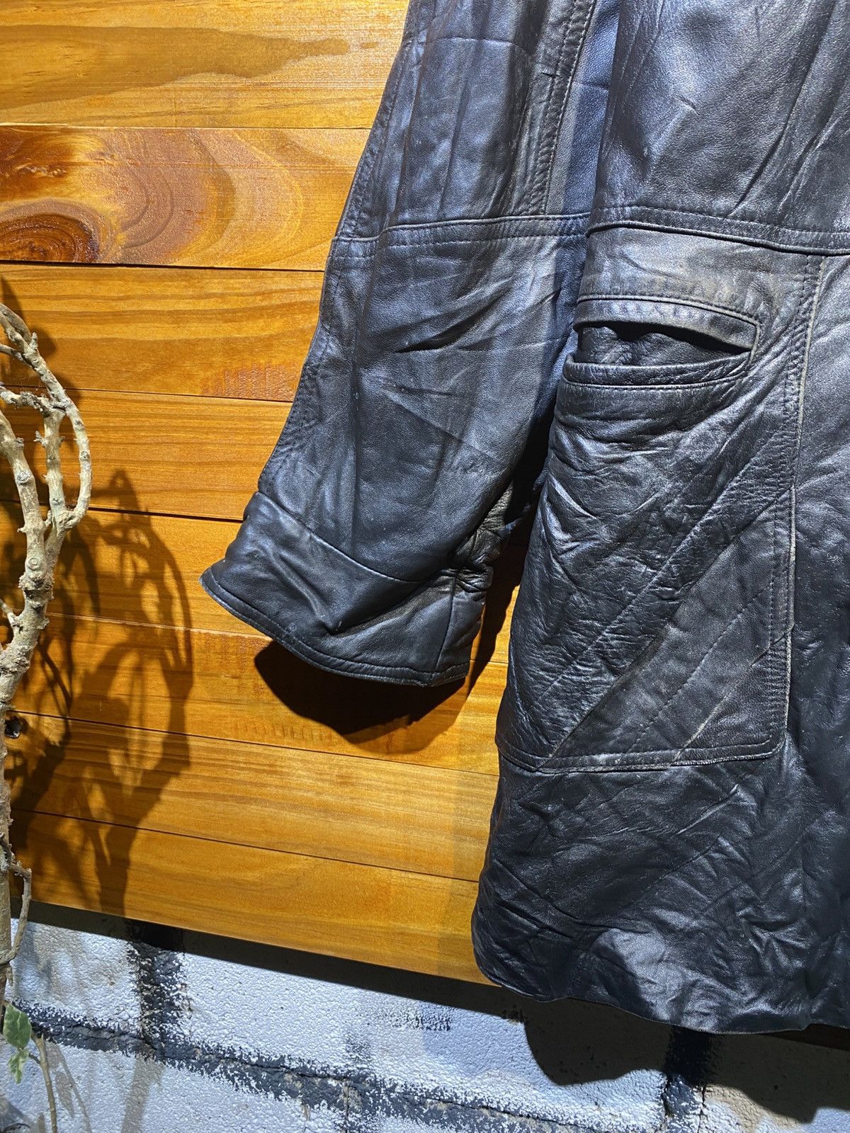 Genuine Leather Vintage Black Genuine Leather Trench Coat Long Jacket Size US S / EU 44-46 / 1 - 9 Thumbnail