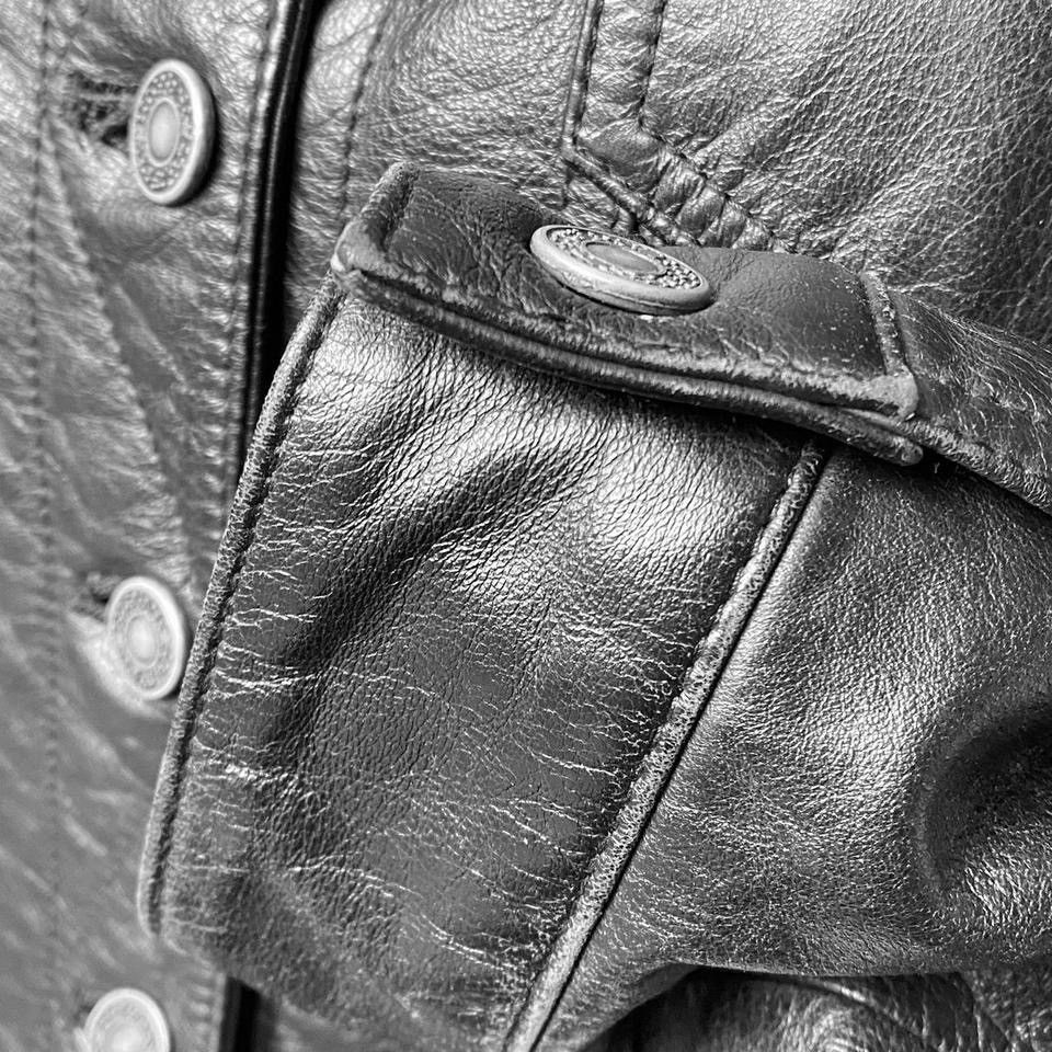 Vintage Vintage leather distressed biker Avant Garde jacket 90s Size S / US 4 / IT 40 - 5 Thumbnail