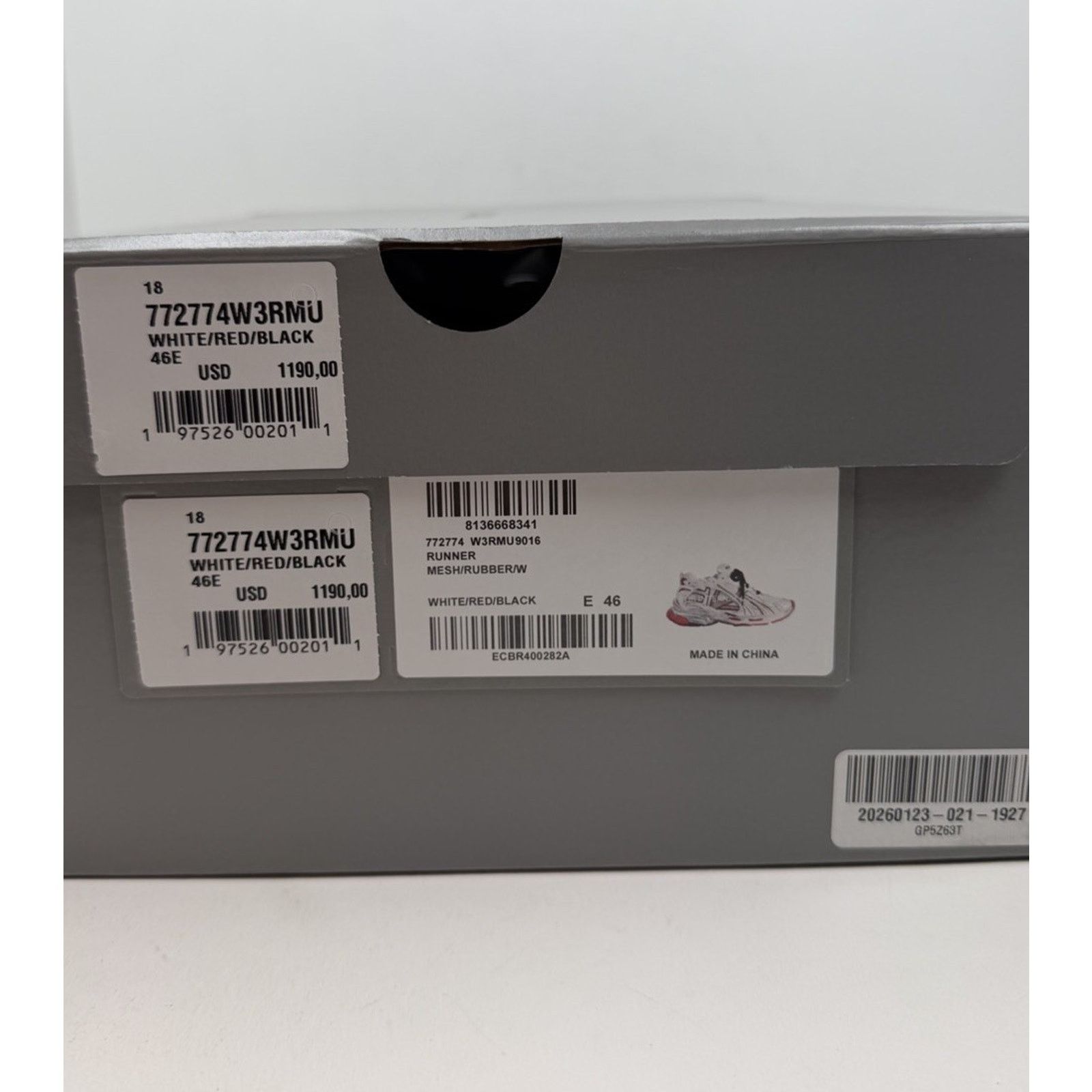 Balenciaga Size 46EU/13US - Balenciaga Runner White Red Black NEW Size US 13 / EU 46 - 8 Thumbnail