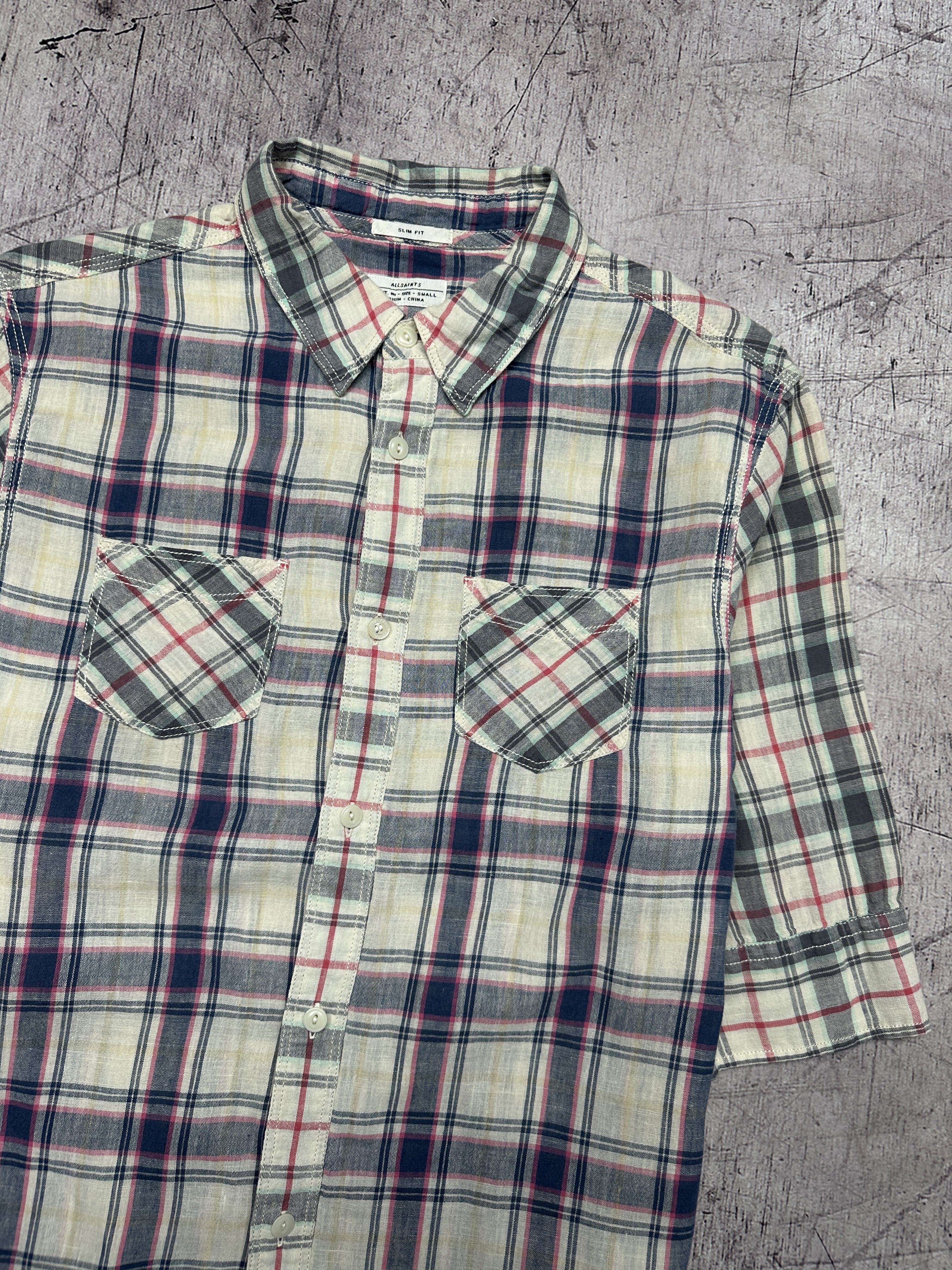 Allsaints Allsaints Gridlock Mens Cotton-Linen Short Sleeve Shirt Size US S / EU 44-46 / 1 - 2 Thumbnail