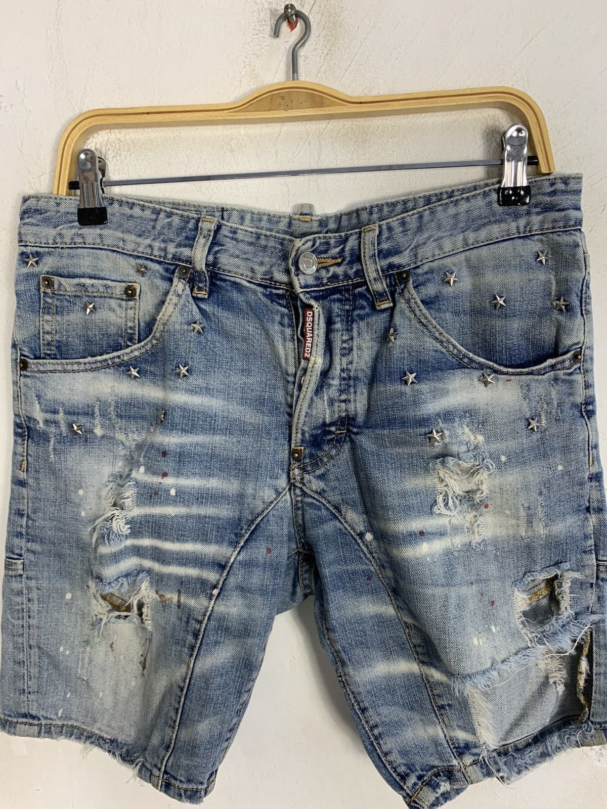 Dsquared2 Trashed Dsquared2 Caten Twins Star Stud Faded Indigo Denim Size US 33 - 3 Thumbnail