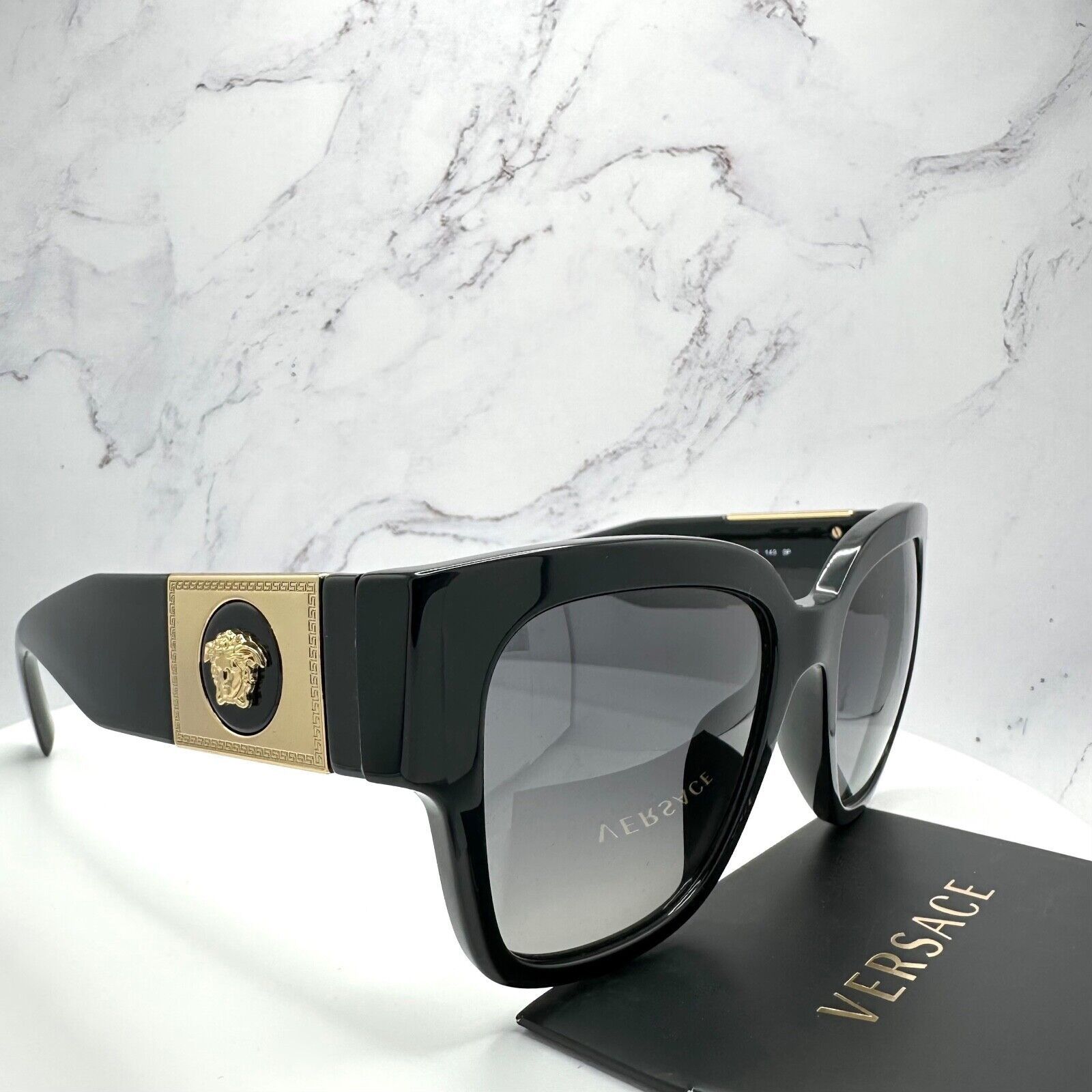 Versace New VERSACE Sunglasses Polarized Black Gold Medusa Square Size ONE SIZE - 15 Thumbnail