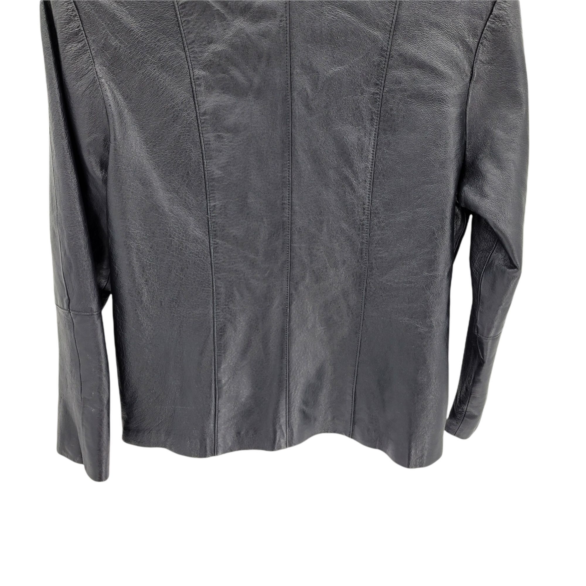 Oscar Piel Vtg 80s Oscar Piel Black Leather Blazer Jacket Sz L Pebble B Size L / US 10 / IT 46 - 7 Thumbnail