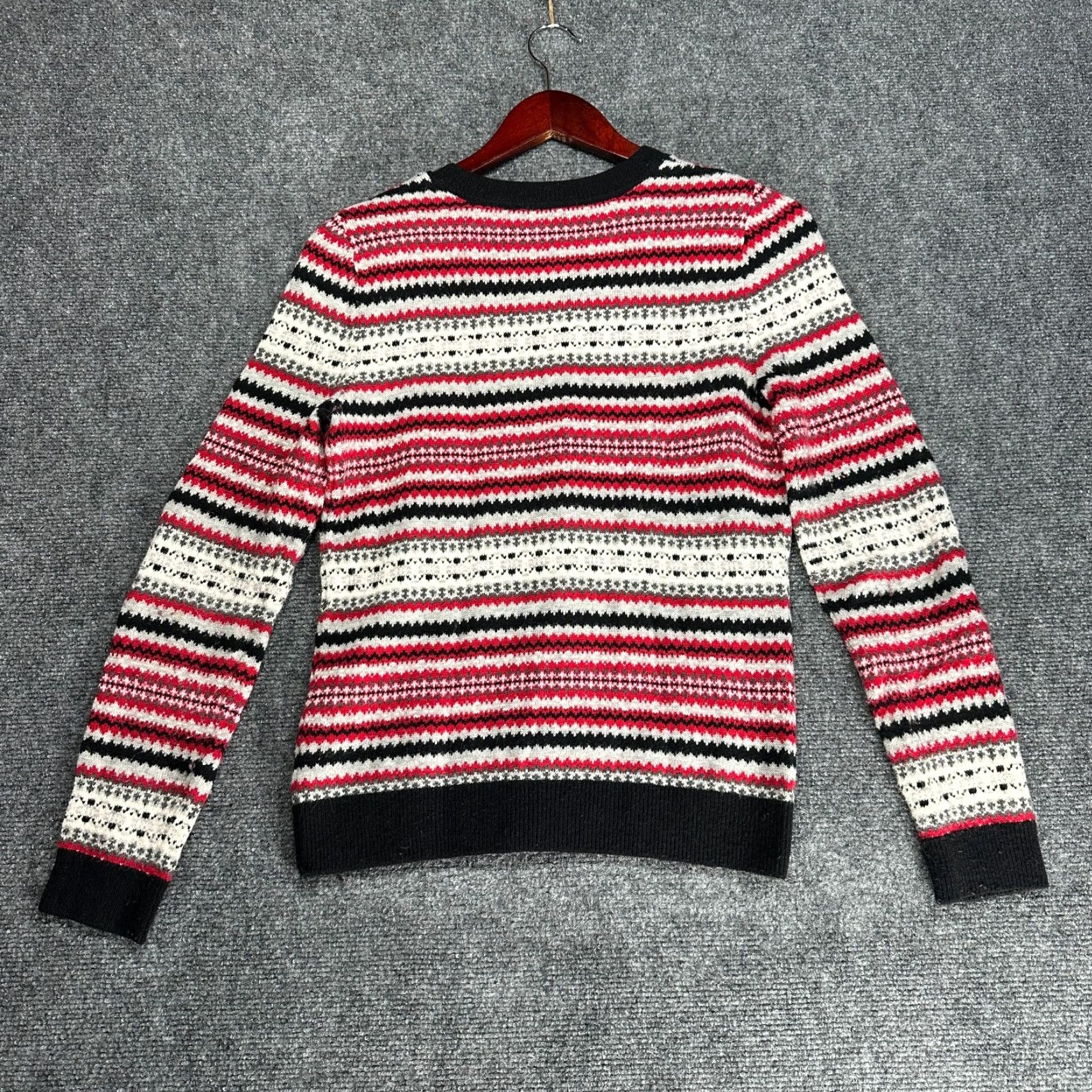 Talbots Talbots Cardigan Sweater Womens P Red Gray Black Fair Isle Lambswool Button Up Multicolor Classic Modern Knits Womens Cardigan Size S / US 4 / IT 40 - 6 Thumbnail