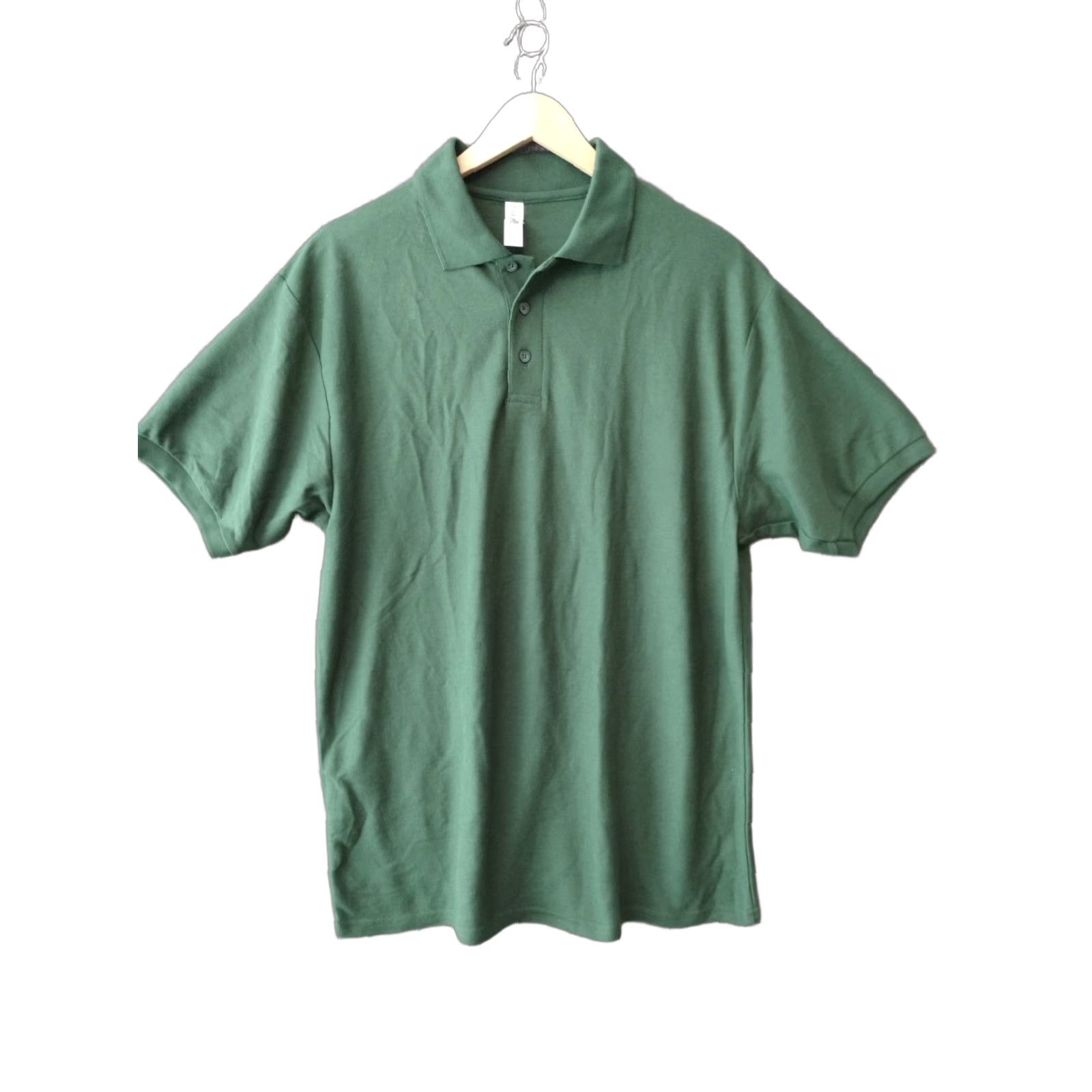 Jerzees JERZEES Polo Shirt Men Green L Easy Care Crew Neck Short Sleeve Button-Down Solid Casual Shirt Sportswear 90s Mens Size US L / EU 52-54 / 3 - 1 Thumbnail