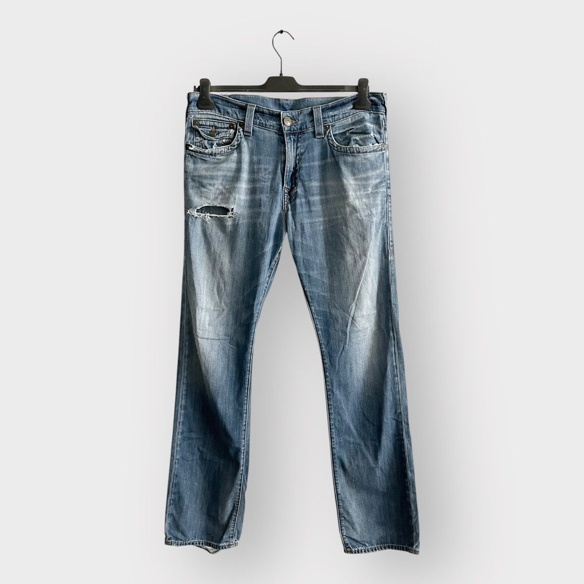 Other STEAL! VTG 2000s True Religion Knee Wash Distressed Jeans Size US 36 / EU 52 - 1 Thumbnail