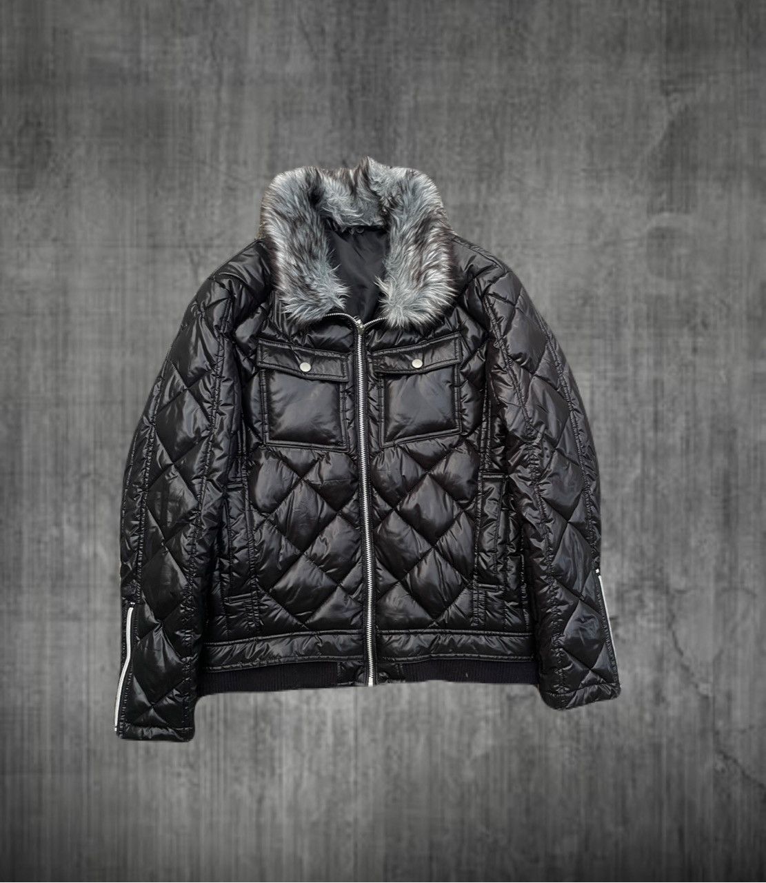2000s Japanese archive vkei fur zip up puffer jacket