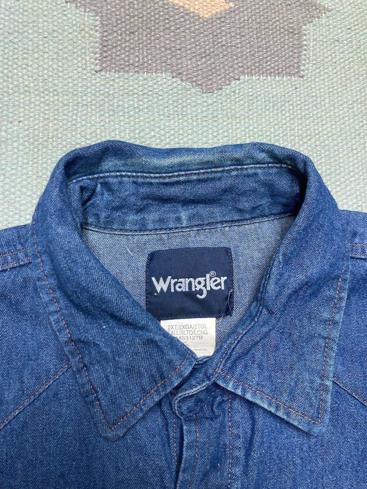 Vintage × Wrangler Vintage wrangler denim Pearl snap shirt cowboy western XXL T Size US XXL / EU 58 / 5 - 3 Thumbnail