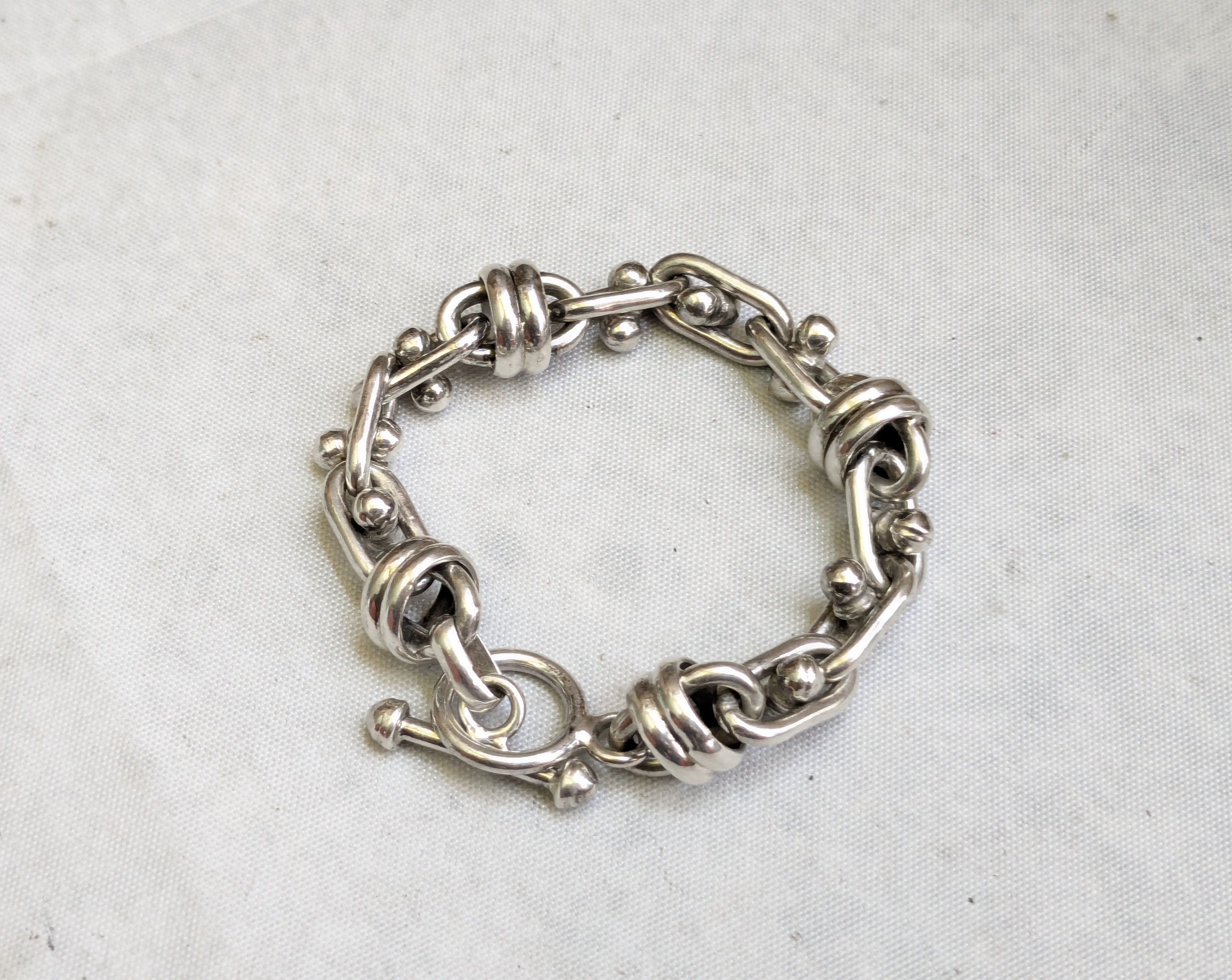 Jewelry Sterling Silver Bracelet DNA Knot 6.25" Biker Heavy Size ONE SIZE - 1 Thumbnail