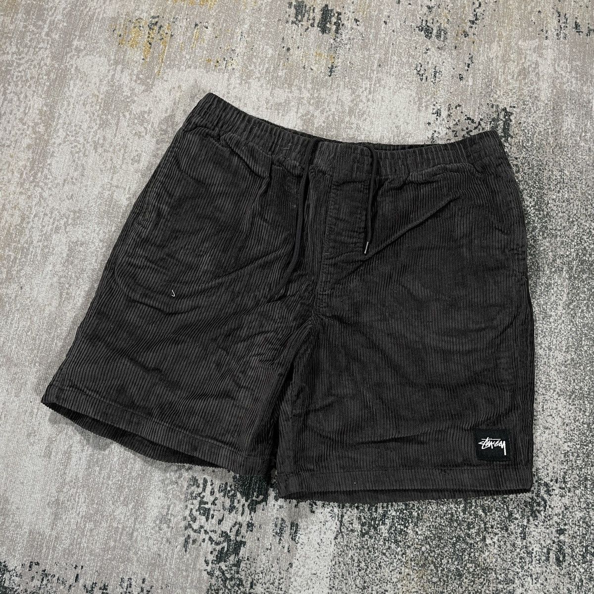 image of Stussy Wide Wale Cord Charcoal Shorts 34", Men's