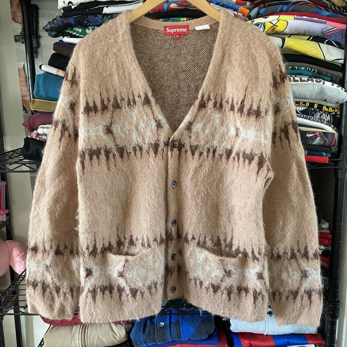 Supreme Supreme Abstract Stripe Cardigan Light Brown 2022 Mohair Size US M / EU 48-50 / 2 - 1 Thumbnail
