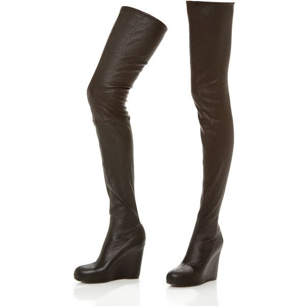 Maison Margiela MAISON MARTIN MARGIELA Leather Wedge Thigh Boots Size US 6 / IT 36 - 2 Thumbnail