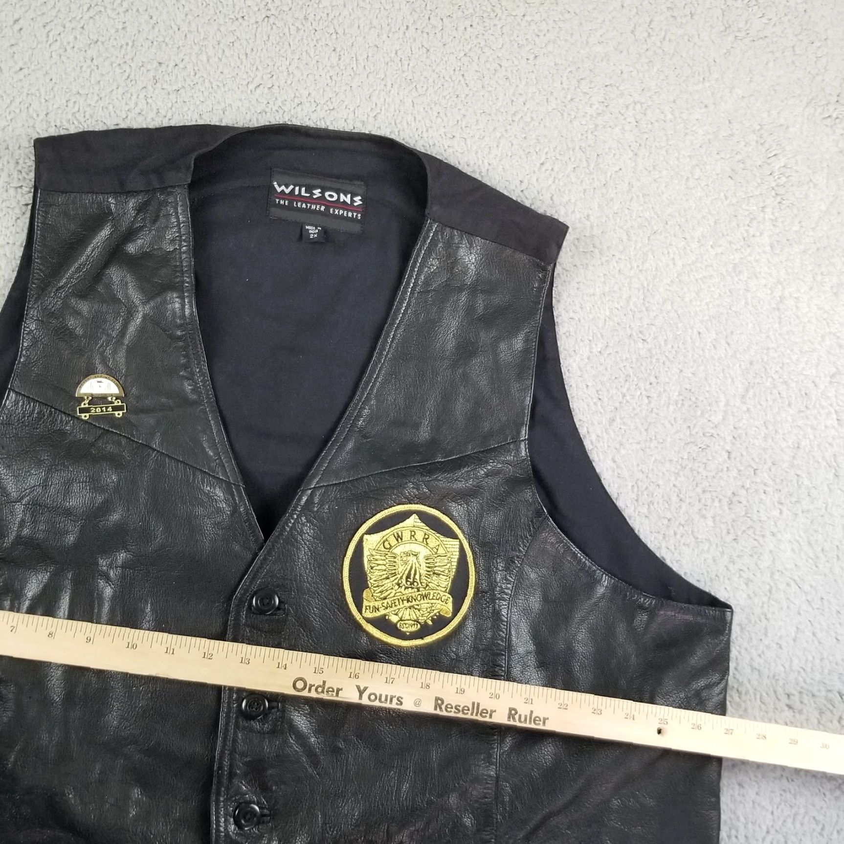 Vintage VINTAGE Wilsons Leather Vest Motorcycle GWRRA Patch Black 2X Adult Mens Size US XXL / EU 58 / 5 - 6 Thumbnail