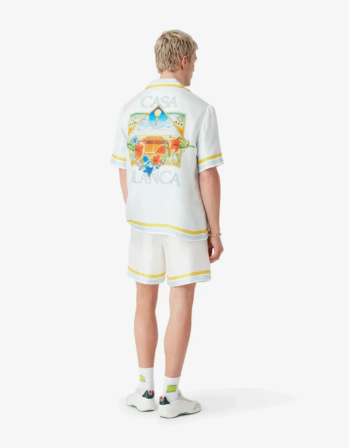 Casablanca Casablanca White Tennis Landscape Short Sleeve Silk Shirt Size US M / EU 48-50 / 2 - 4 Thumbnail