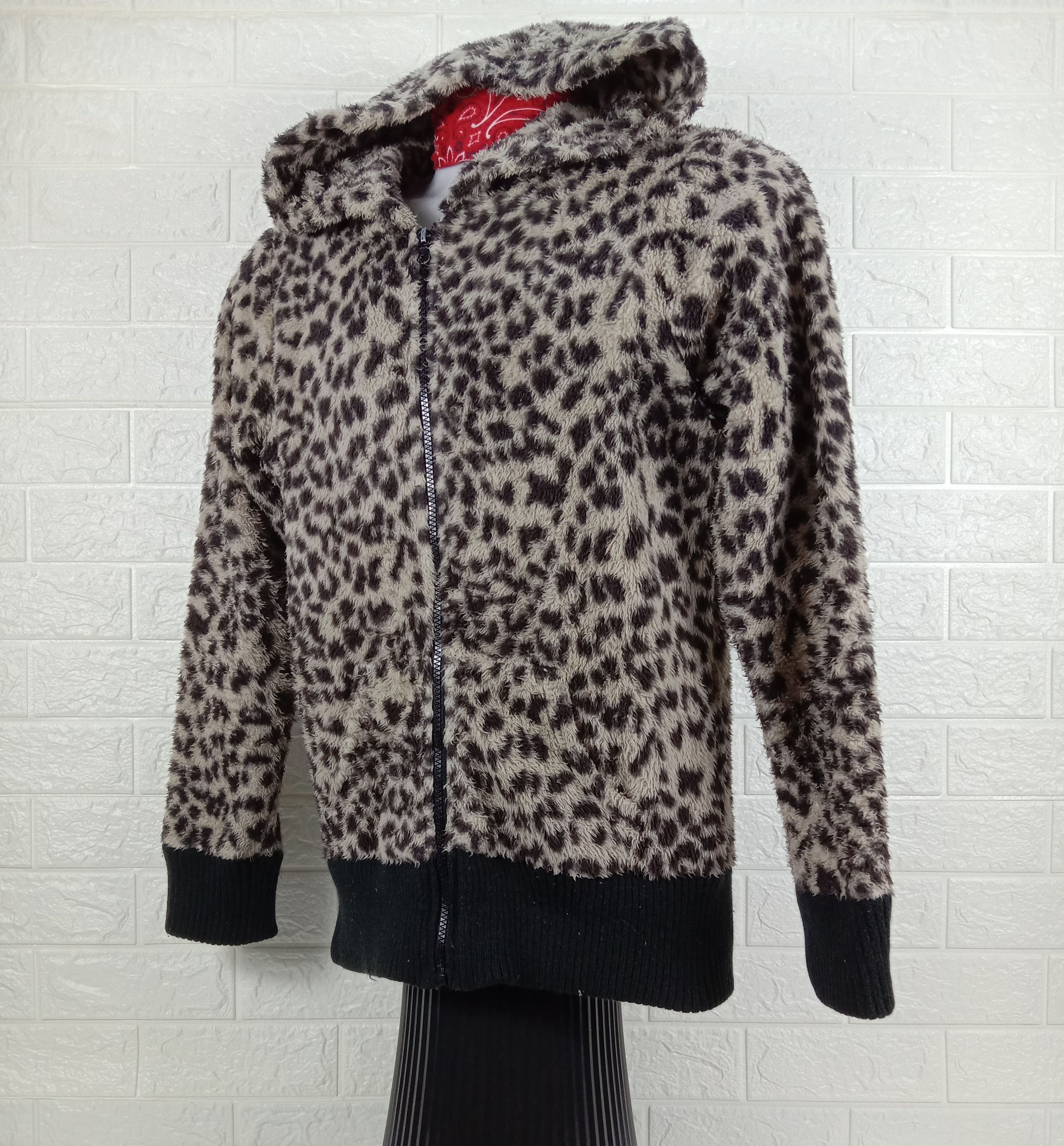 Japanese Brand Vintage Sorridere Leopard Fleece Zipper Hoodie Sweatshirt Size M / US 6-8 / IT 42-44 - 3 Thumbnail