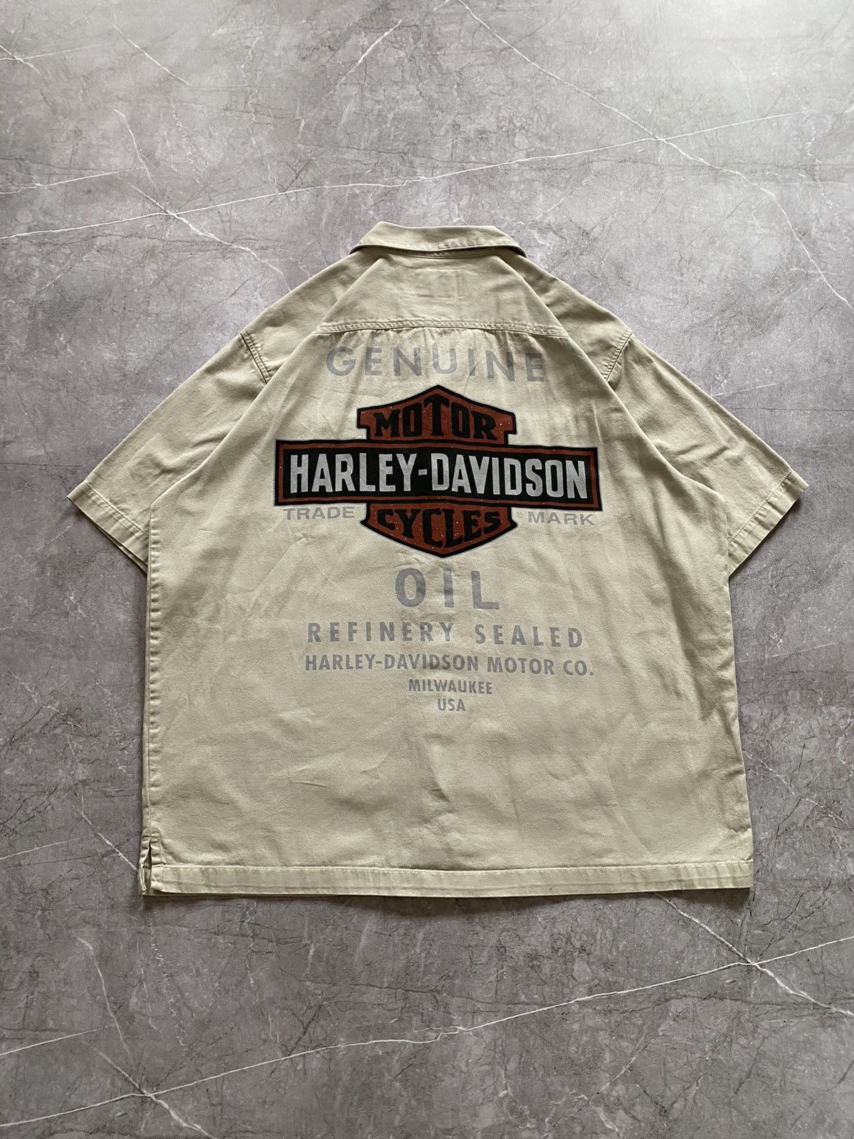 Harley Davidson × Vintage Harley Davidson Motorcycles Genuine Oil Shirt Button Up Usa Size US XL / EU 56 / 4 - 2 Thumbnail