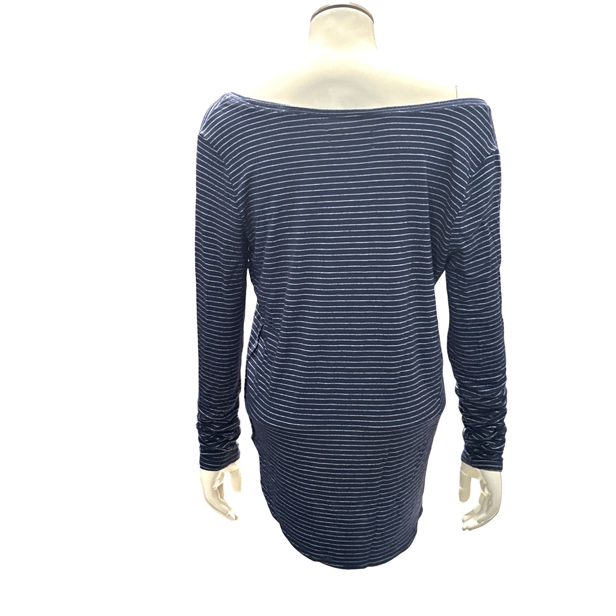 Abercrombie & Fitch Abercrombie Fitch Medium Navy Striped Scoop Neck Long Sleeve Size M / US 6-8 / IT 42-44 - 5 Thumbnail