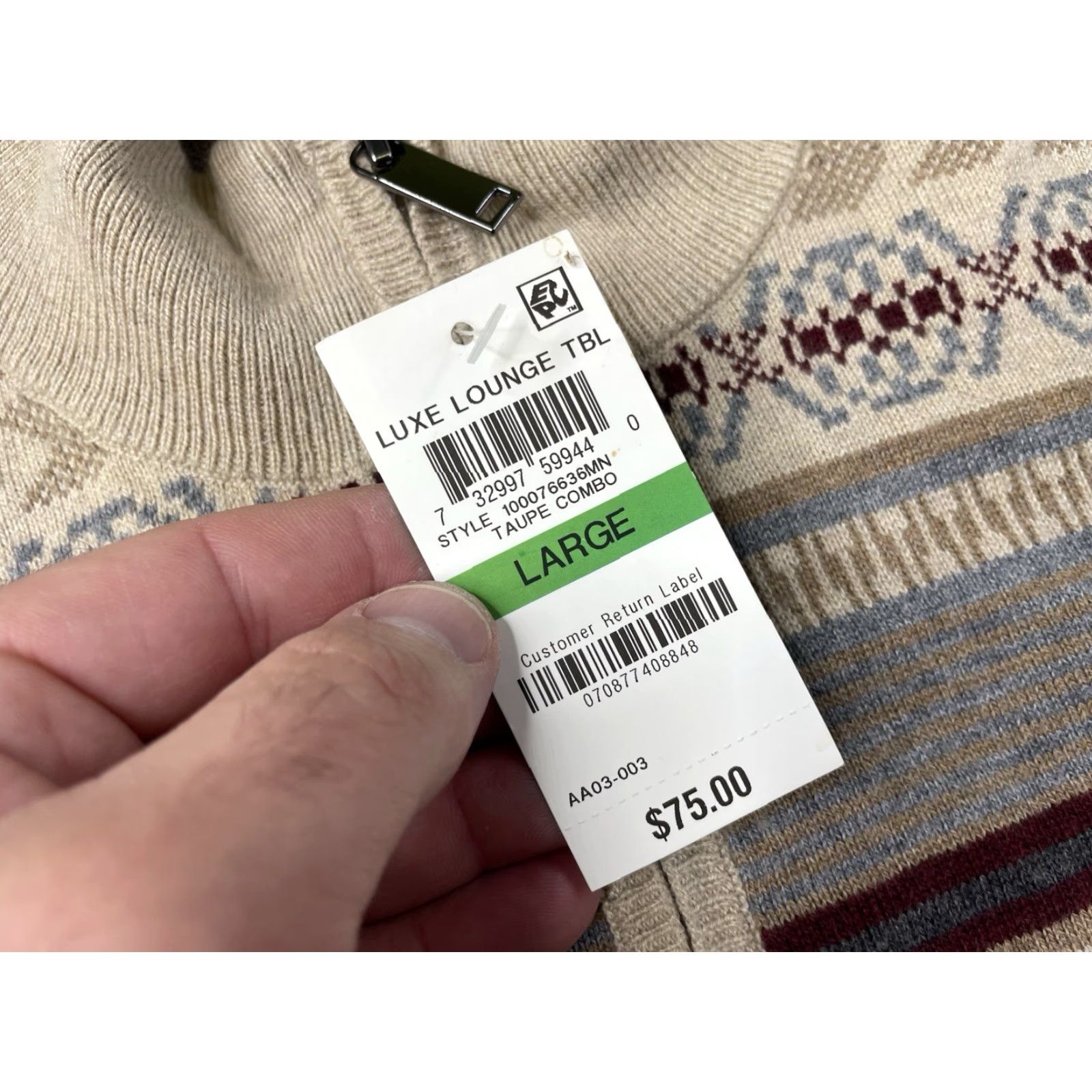 Tasso Elba Tasso Elba Sweater 1/4 Zip Pullover Men L Fair Isle Multicolor Knit Cashmere Blend Size US L / EU 52-54 / 3 - 3 Thumbnail