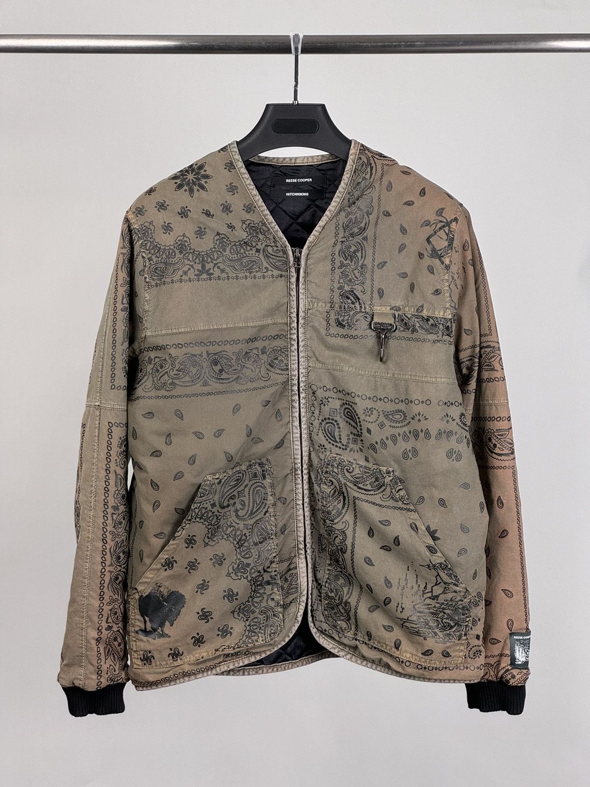 image of Reese Cooper Bandana Print Jacket L in Olive, Men's (Size Large)