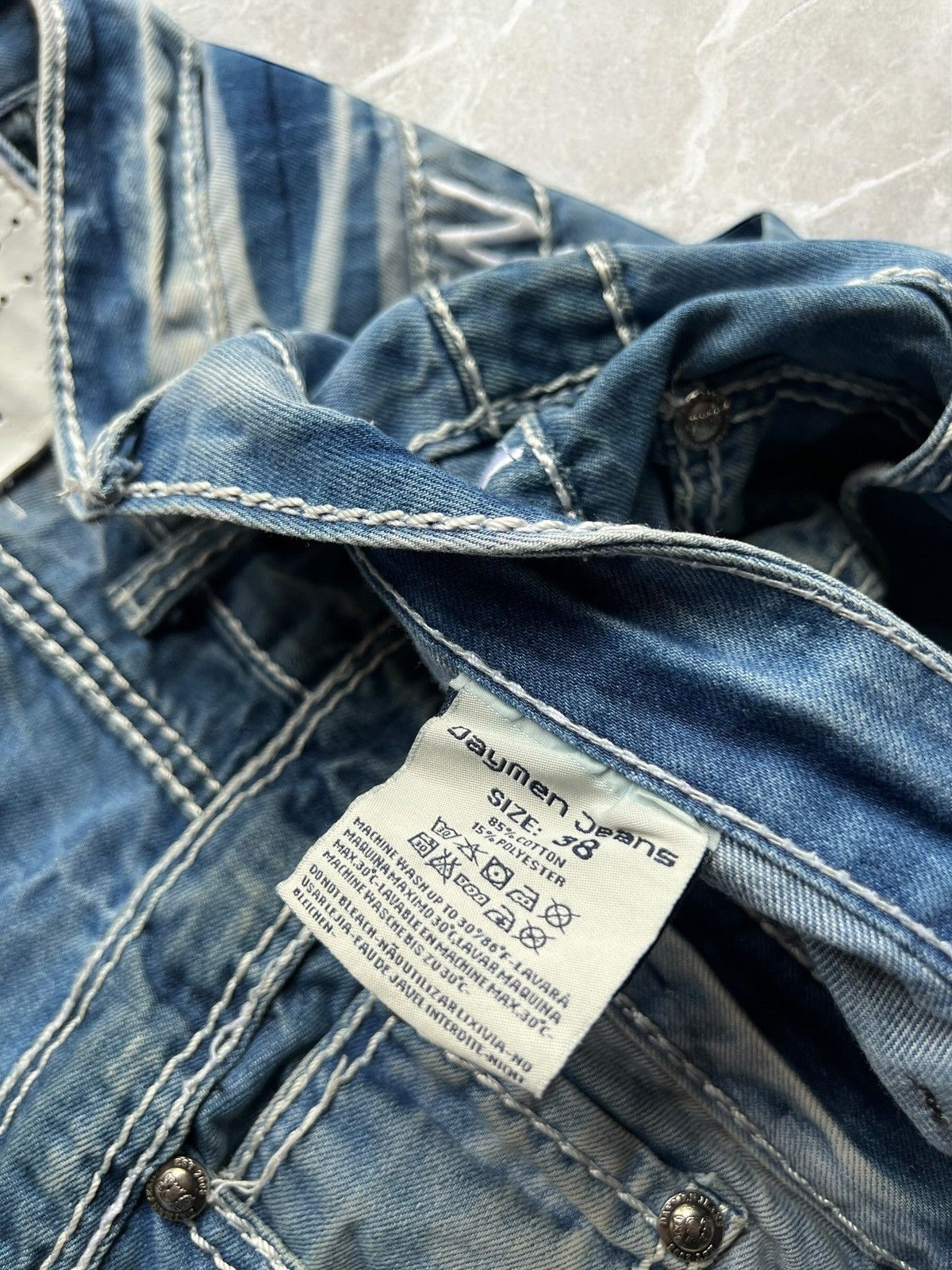 Vintage CRAZY MULTICOLOURED WIDE JEANS VINTAGE WASHED DENIM PANTS Size US 36 / EU 52 - 11 Thumbnail