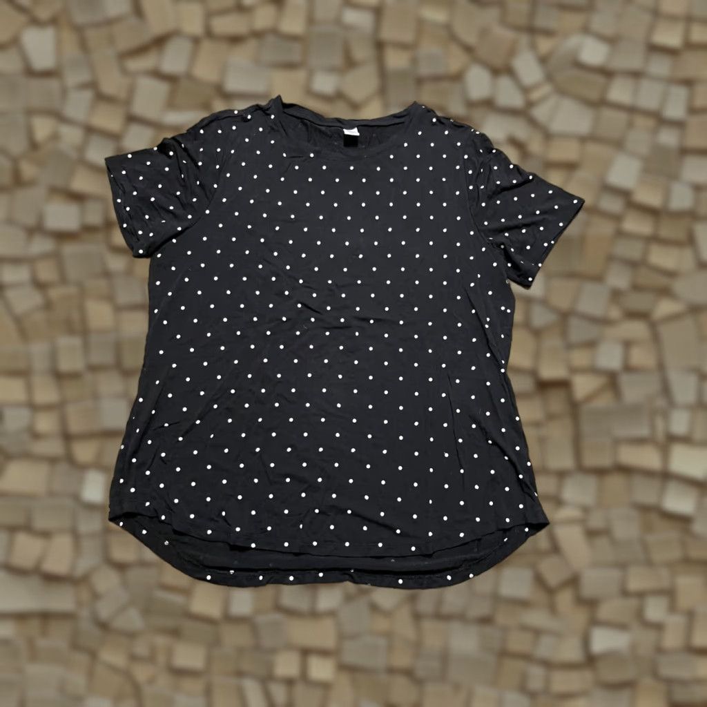 Old Navy Old Navy Shirt Women L Black White Polka Dots Luxe Short Sleeve T-Shirt Casual Modern Basic Size L / US 10 / IT 46 - 1 Thumbnail
