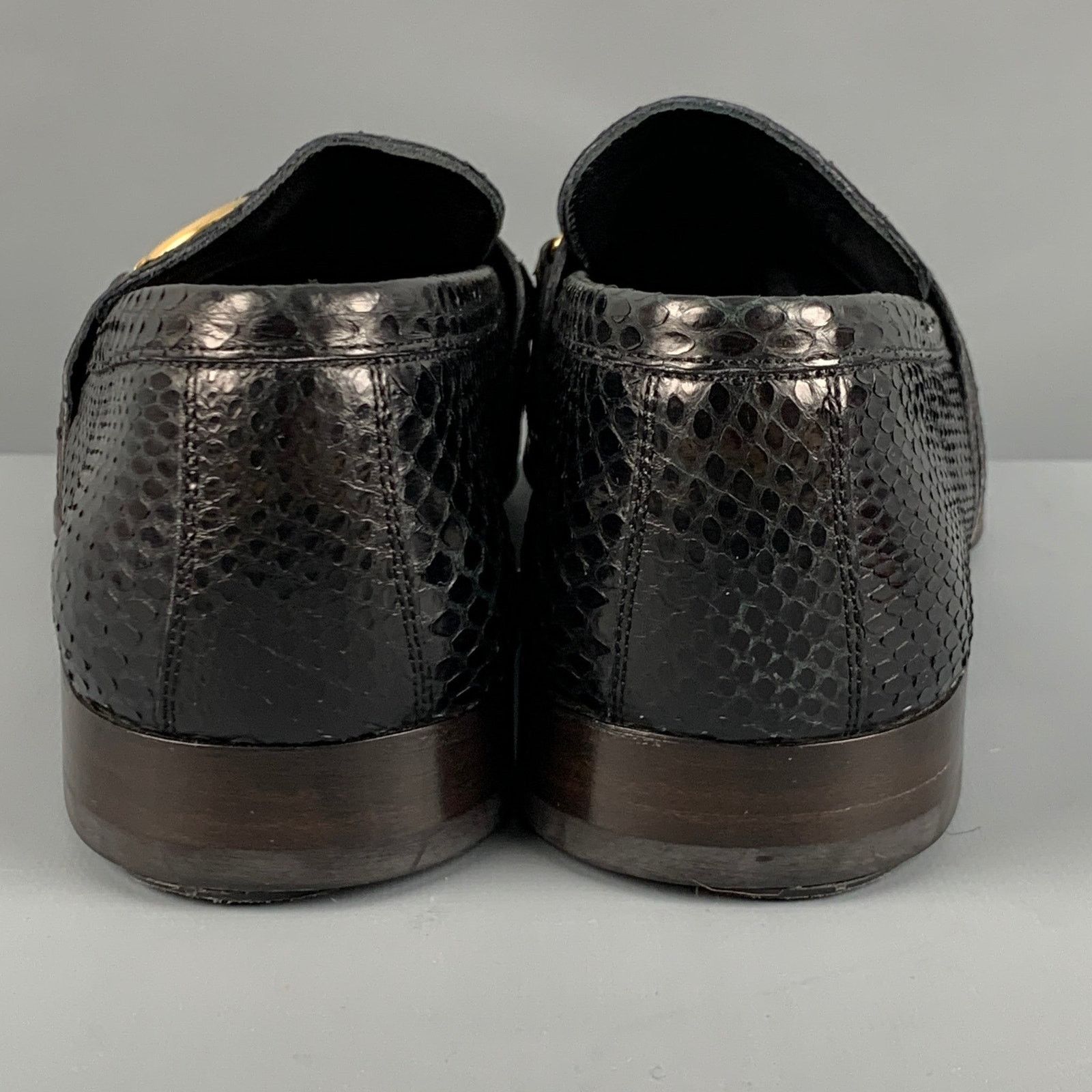 Dolce & Gabbana DOLCE & GABBANA Black Textured Leather Slip On Loafers Size US 7 / EU 40 - 3 Thumbnail