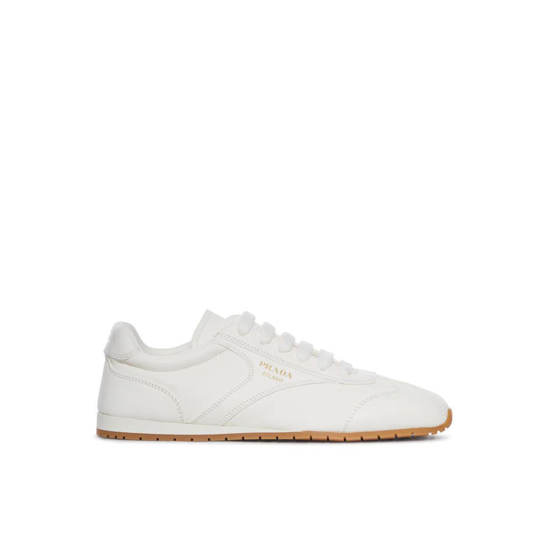 PRADA $1020 White Nappa Leather Sneakers New & Authentic (Wo