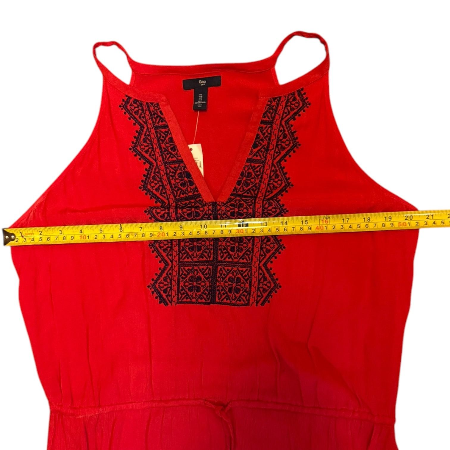 Gap Gap Red V Neck Split Embroidered Red Blue Sundress Large Size L / US 10 / IT 46 - 5 Thumbnail