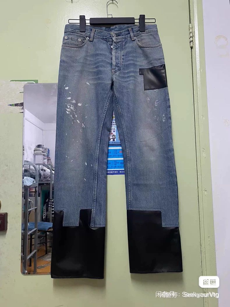 Helmut Lang HELMUT LANG Brown mud dyed ink splashed leather jeans Size US 31 - 8 Thumbnail