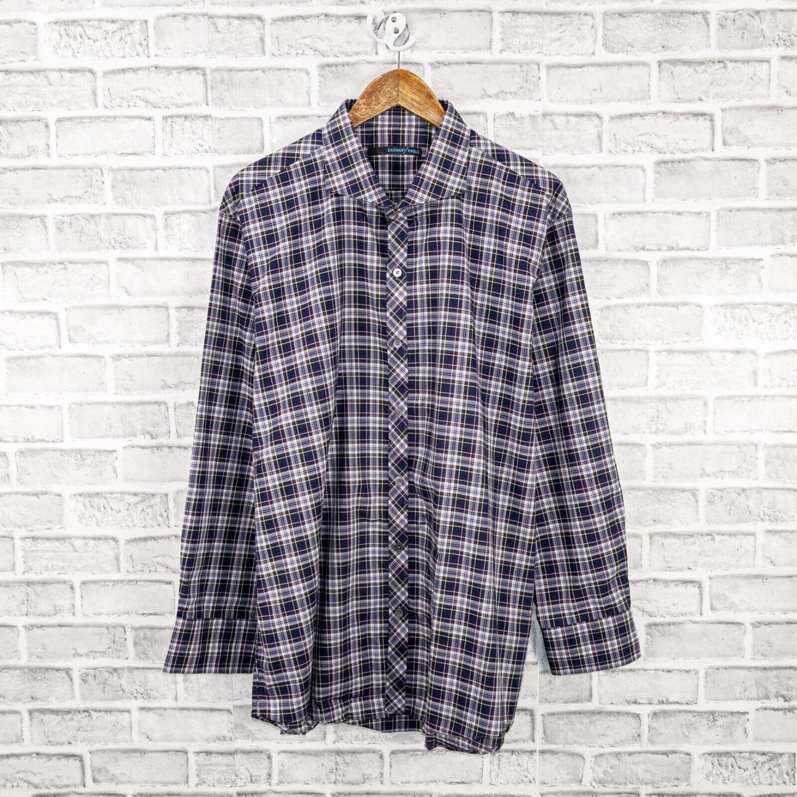 Zachary Prell ZACHARY PRELL Men's Button up Shirt in Blue Purple Plaid Size US XXL / EU 58 / 5 - 1 Thumbnail