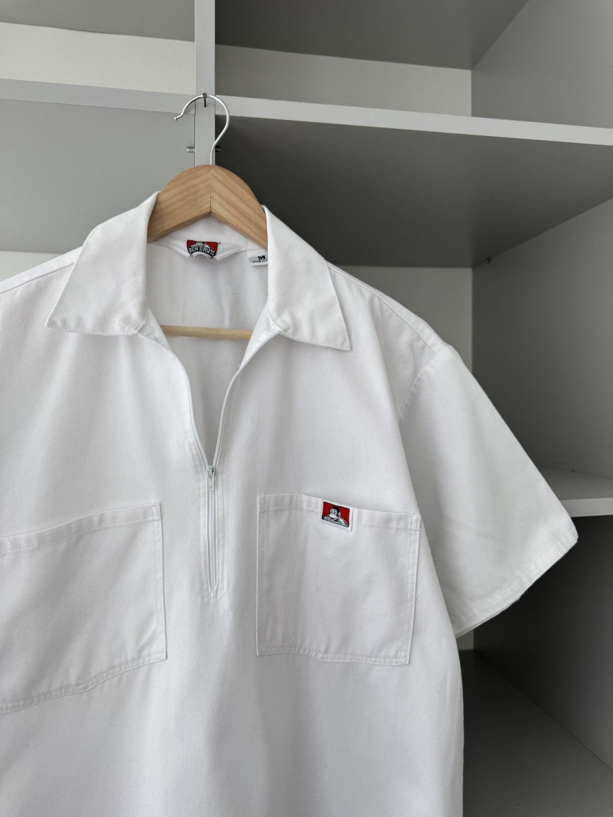Ben Davis Ben Devis Vintage White 1/3 Zip Pocket Polo Shirt Size US M / EU 48-50 / 2 - 3 Thumbnail