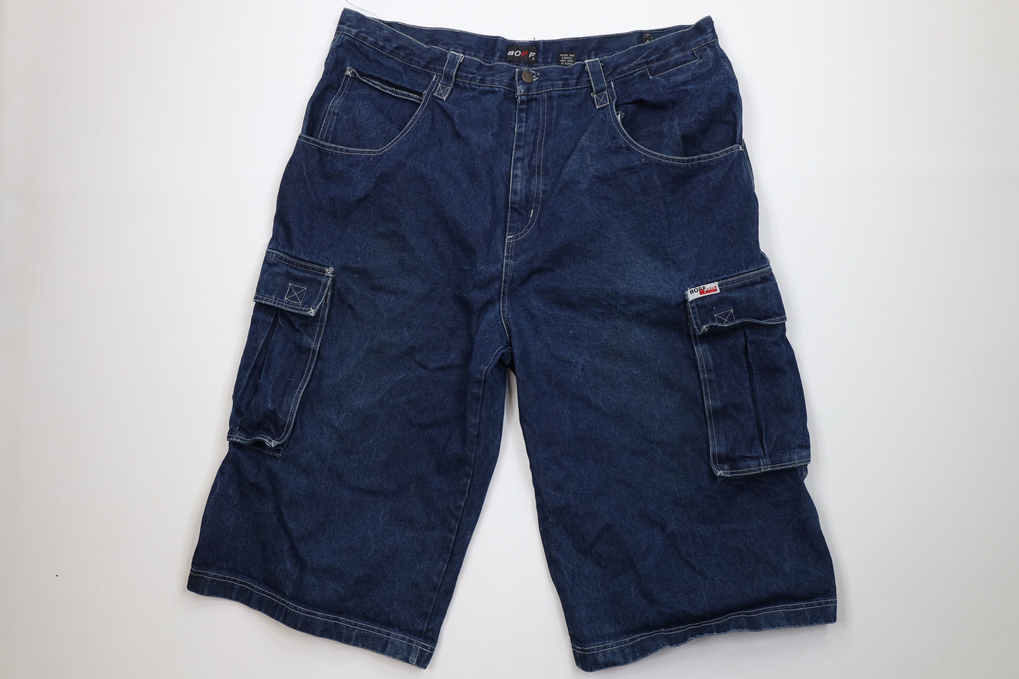 Vintage Vintage 90s Y2K Streetwear Baggy Fit Denim Cargo Shorts Blue Size US 42 / EU 58 - 1 Thumbnail