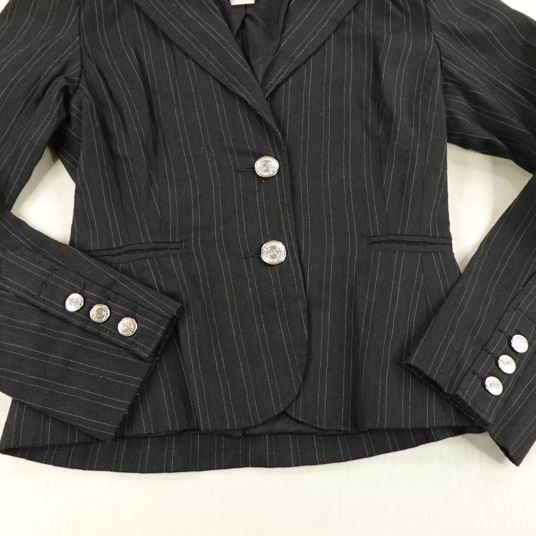 True Religion True Religion Blazer Women’s Large Black Pinstriped 2-Button Y2K Sport Coat Size L / US 10 / IT 46 - 3 Thumbnail