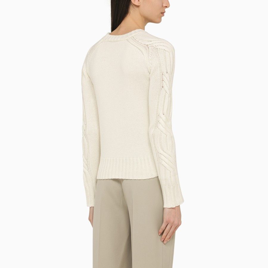 Max Mara o1d2blof0824 Cashmere Crew-neck Sweater in Off White Size M / US 6-8 / IT 42-44 - 3 Thumbnail