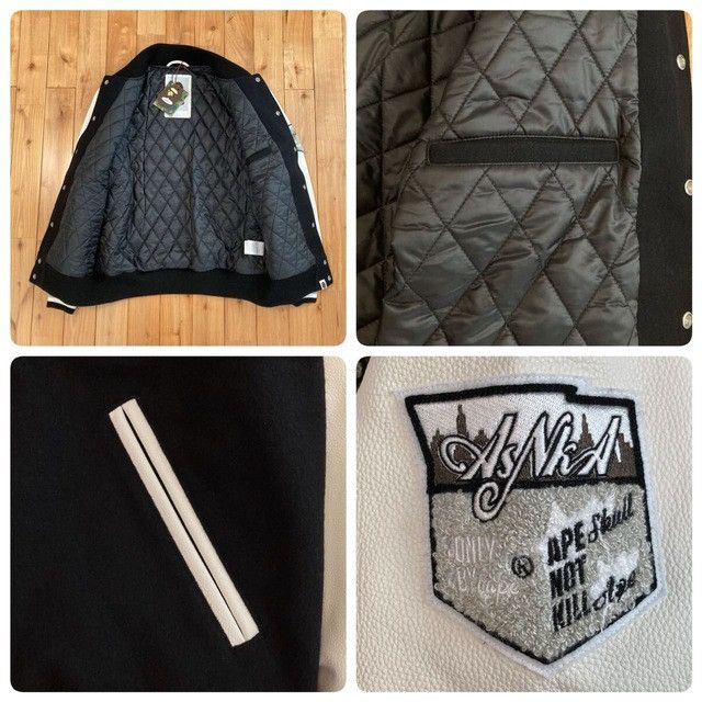 Bape BAPE LOGO Leather Sleeve Varsity Jacket a bathing ape Size US L / EU 52-54 / 3 - 8 Thumbnail