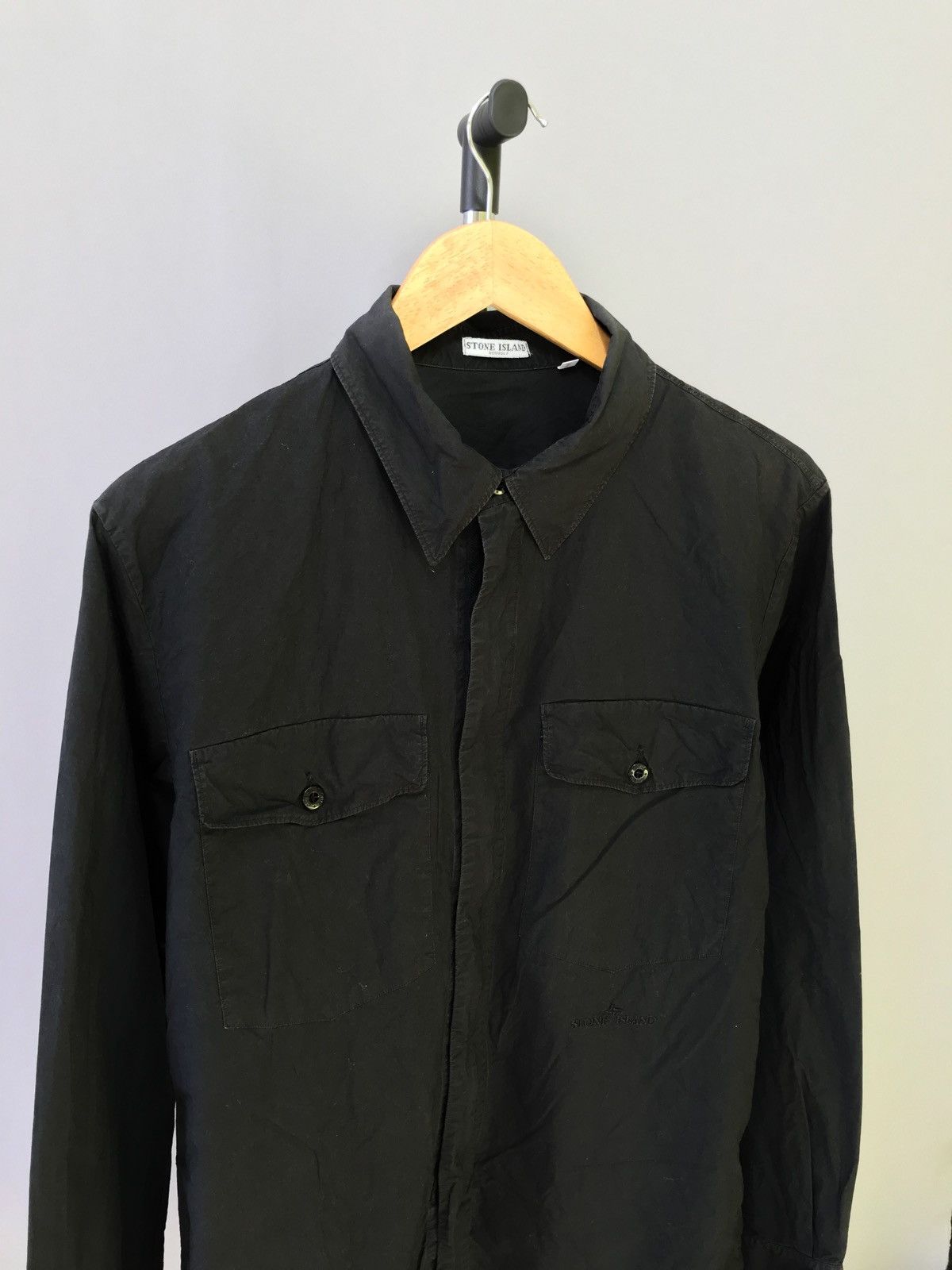 Stone Island × Vintage Stone Island Shirt Dark Black RARE 0559217 overshirt zip Size US M / EU 48-50 / 2 - 2 Thumbnail