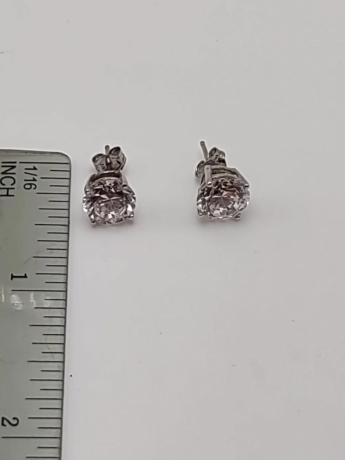 Other CRISLU .925 Sterling Silver Platinum 3ctw CZ Stud Earrings Size ONE SIZE - 3 Thumbnail
