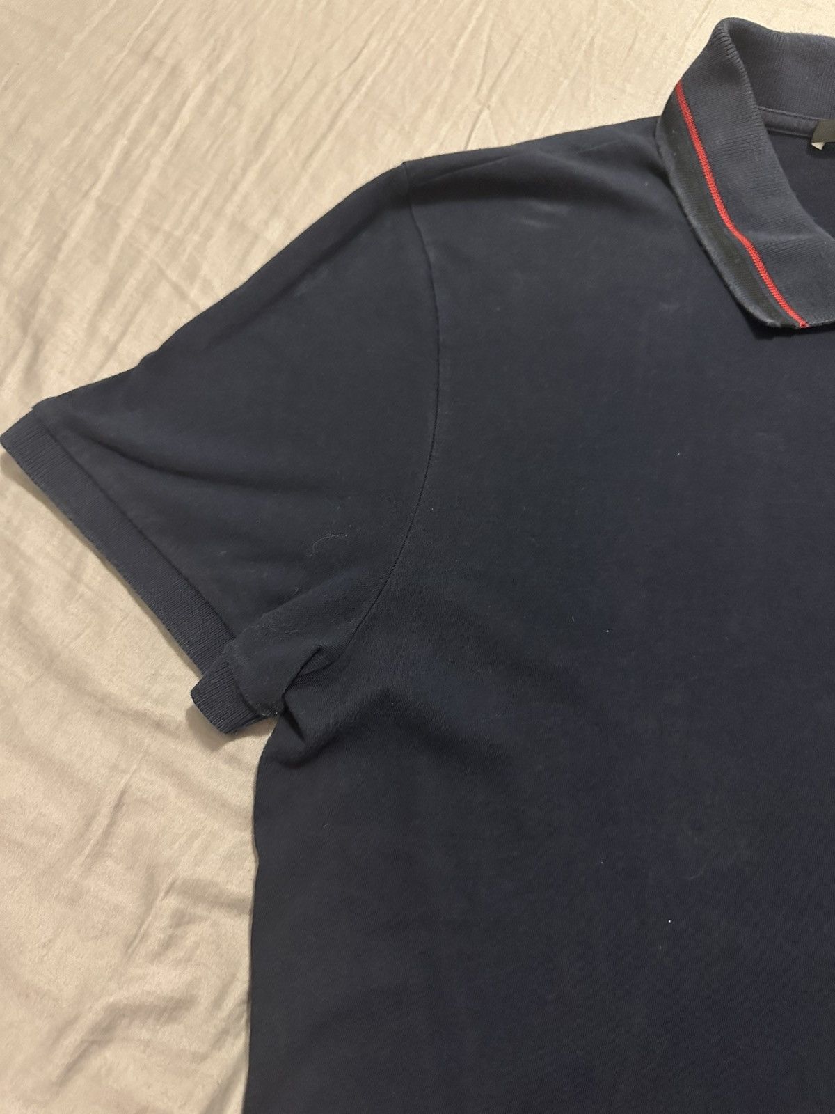 Gucci Gucci Navy Polo with striped collar Size US L / EU 52-54 / 3 - 7 Thumbnail