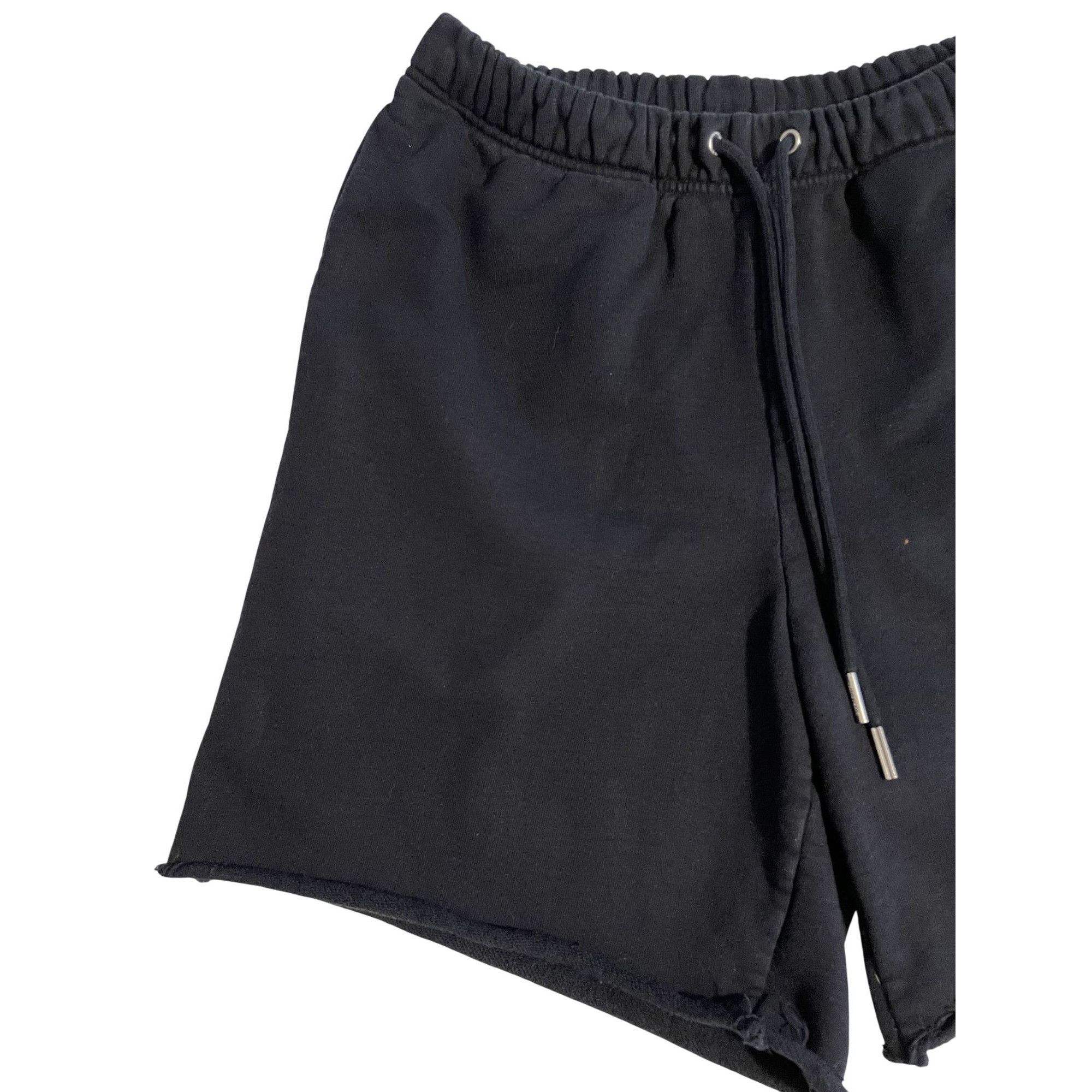 Celine Celine Black Cotton Drawstring Shorts With Raw Hem & Elastic Size 39" - 3 Thumbnail