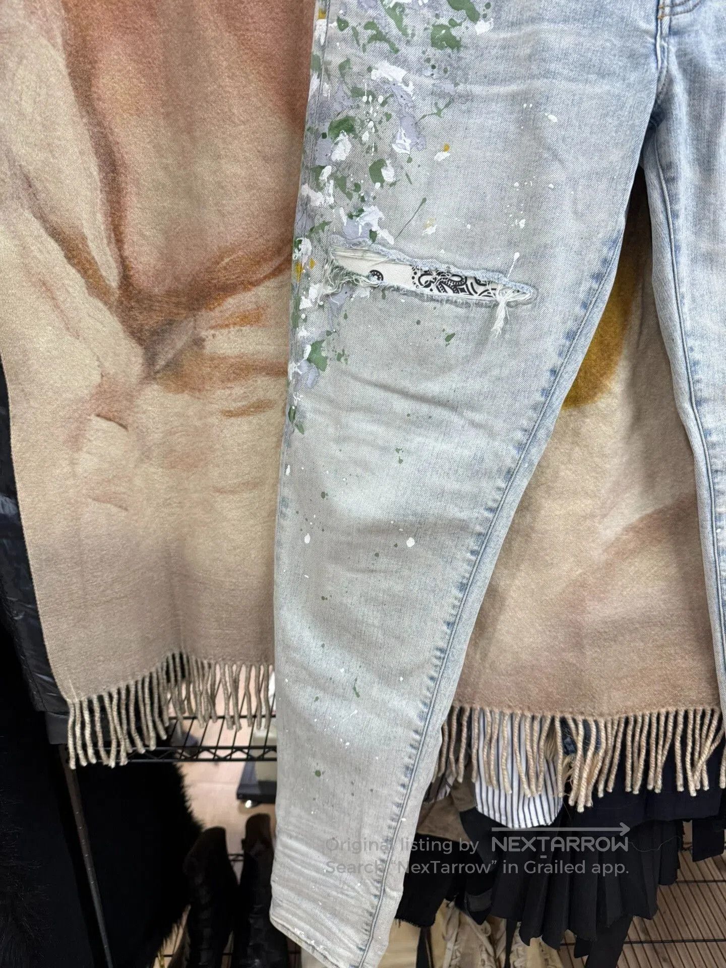 Haider Ackermann amiri splattered slim fit denim pants size 33. Size US 33 - 3 Thumbnail
